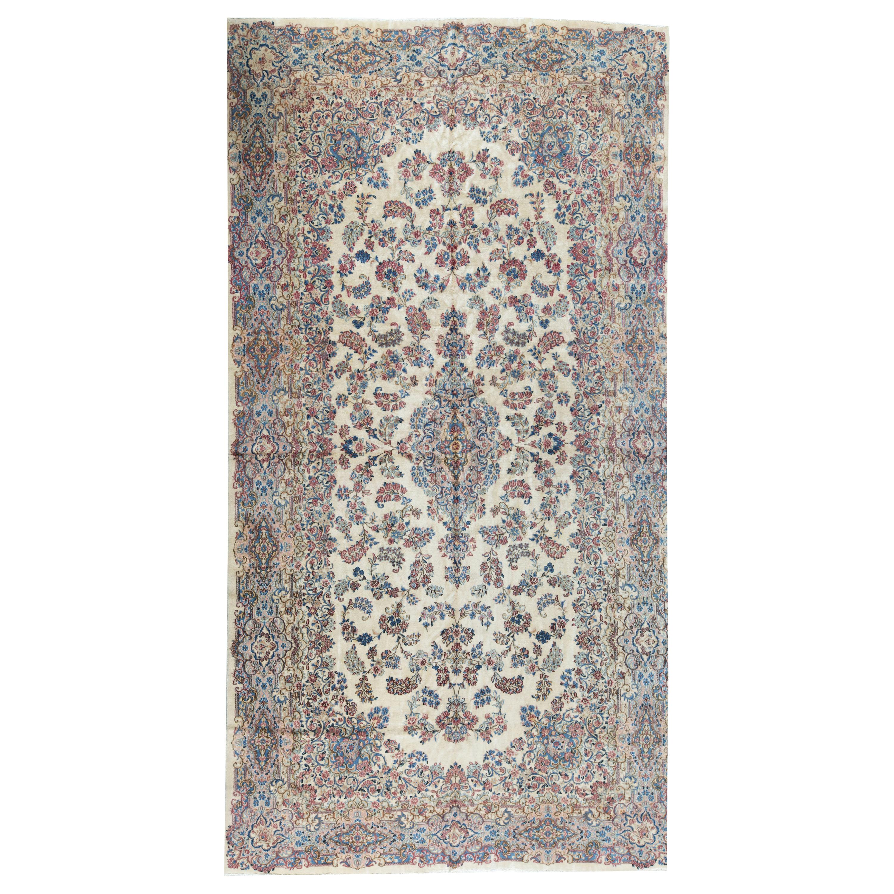 Vintage Oversize Persian Kerman Rug, circa 1940 9'9 x 18'6 For Sale