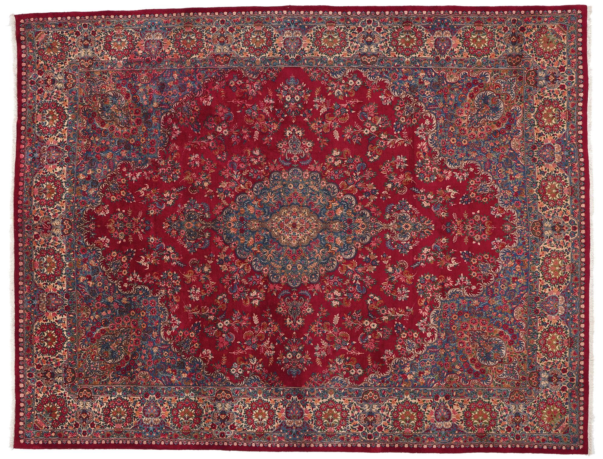 Vintage Persian Kerman Rug, Classic Elegance Meets Regal Charm For Sale 3