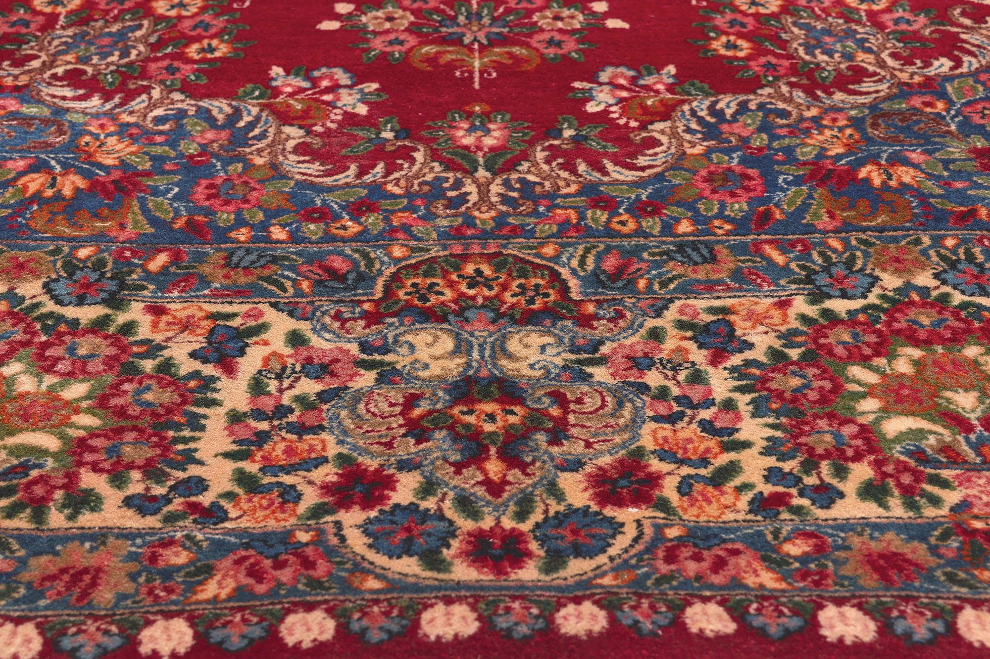 Hand-Knotted Vintage Persian Kerman Rug, Classic Elegance Meets Regal Charm For Sale