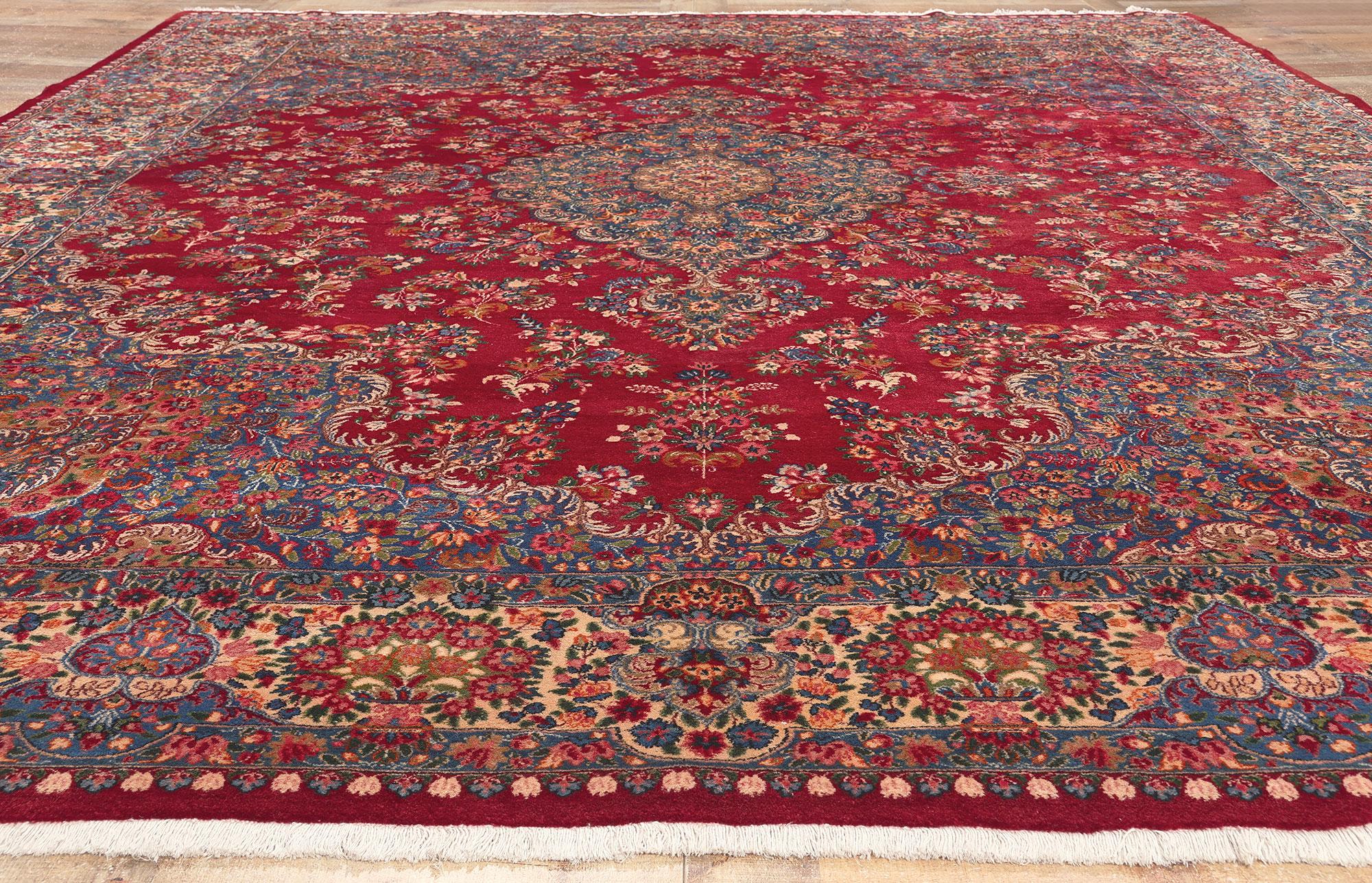 Vintage Persian Kerman Rug, Classic Elegance Meets Regal Charm For Sale 1