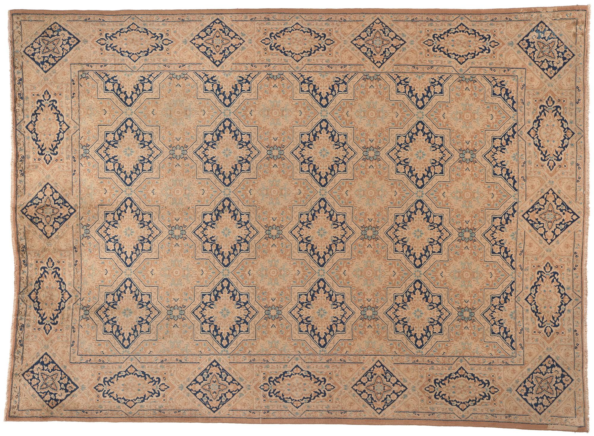 Vintage Persian Kerman Rug, Enchanting Elegance Meets Tantalizing Tessellation For Sale 3