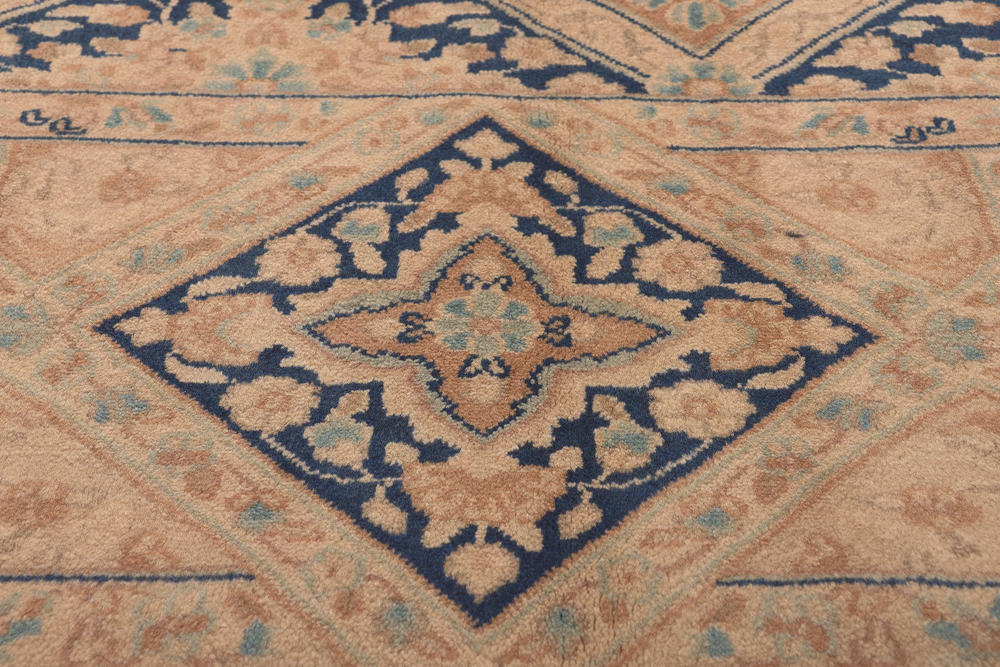 Vintage Persian Kerman Rug, Enchanting Elegance Meets Tantalizing Tessellation In Good Condition For Sale In Dallas, TX