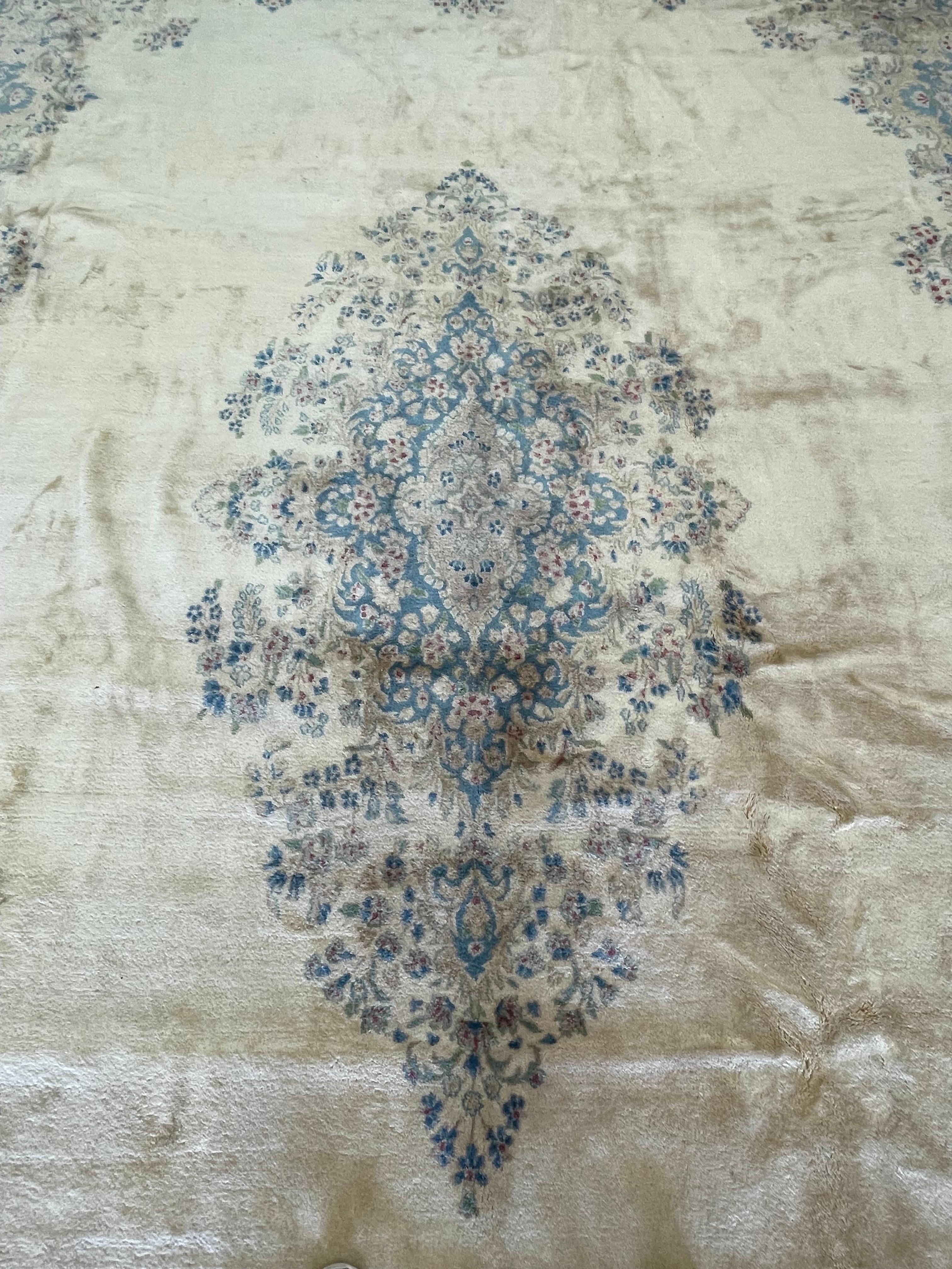 French Provincial Vintage Persian Kerman Rug Exceptional For Sale