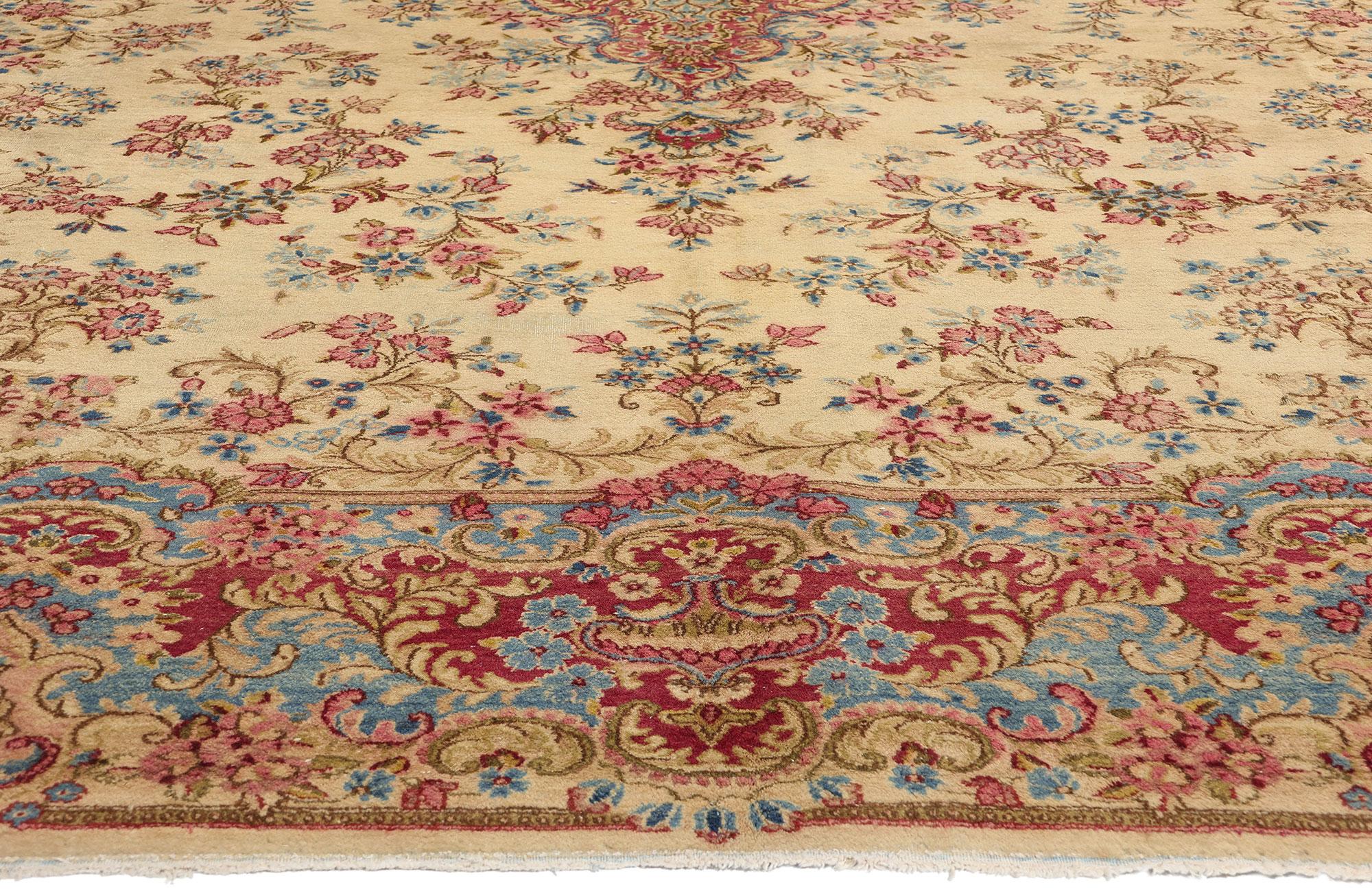 Hand-Knotted Vintage Persian Kerman Rug For Sale