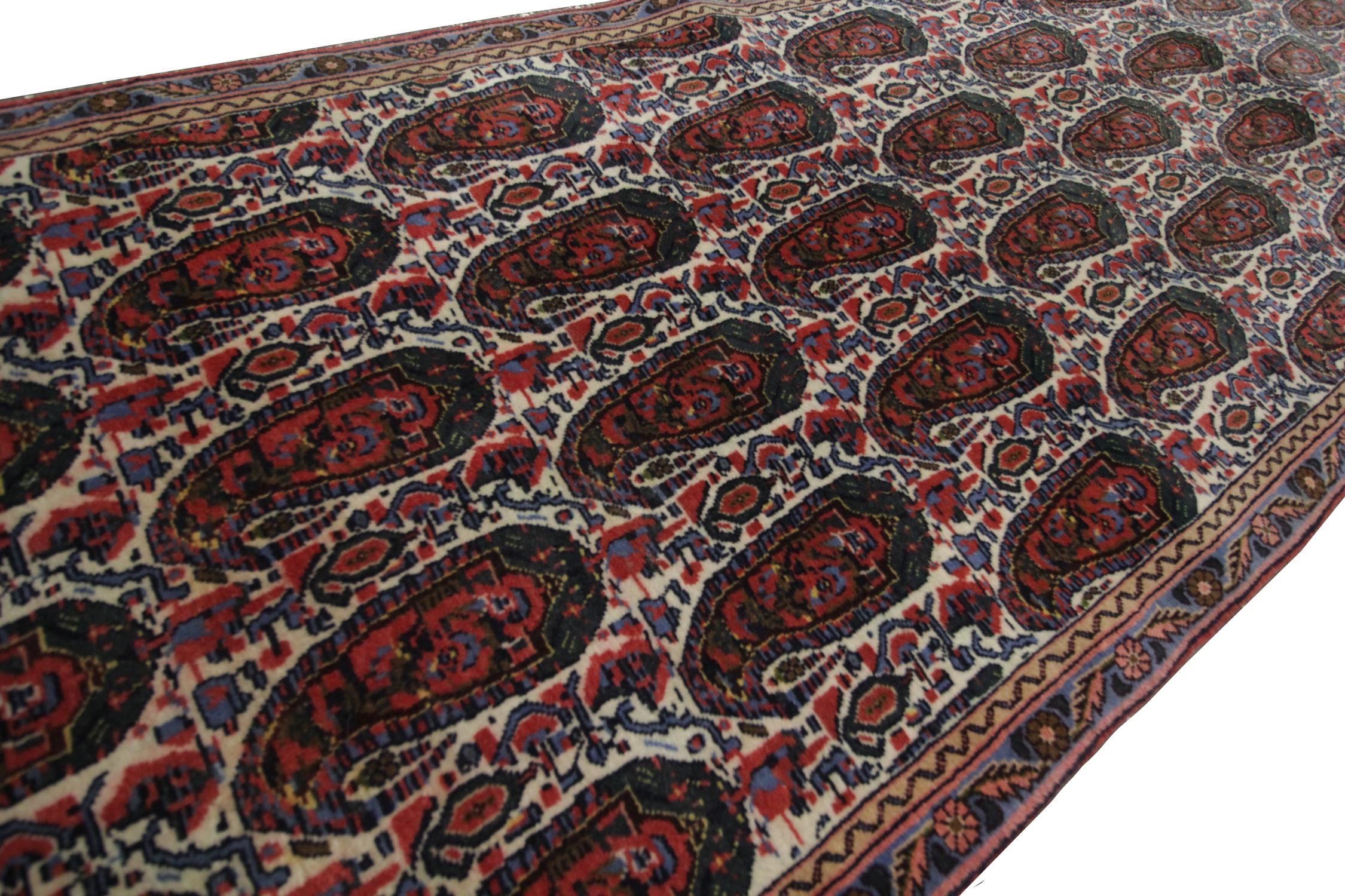 Hollywood Regency Vintage Rug Handmade Carpet Runner Paisley Stair Runner  For Sale