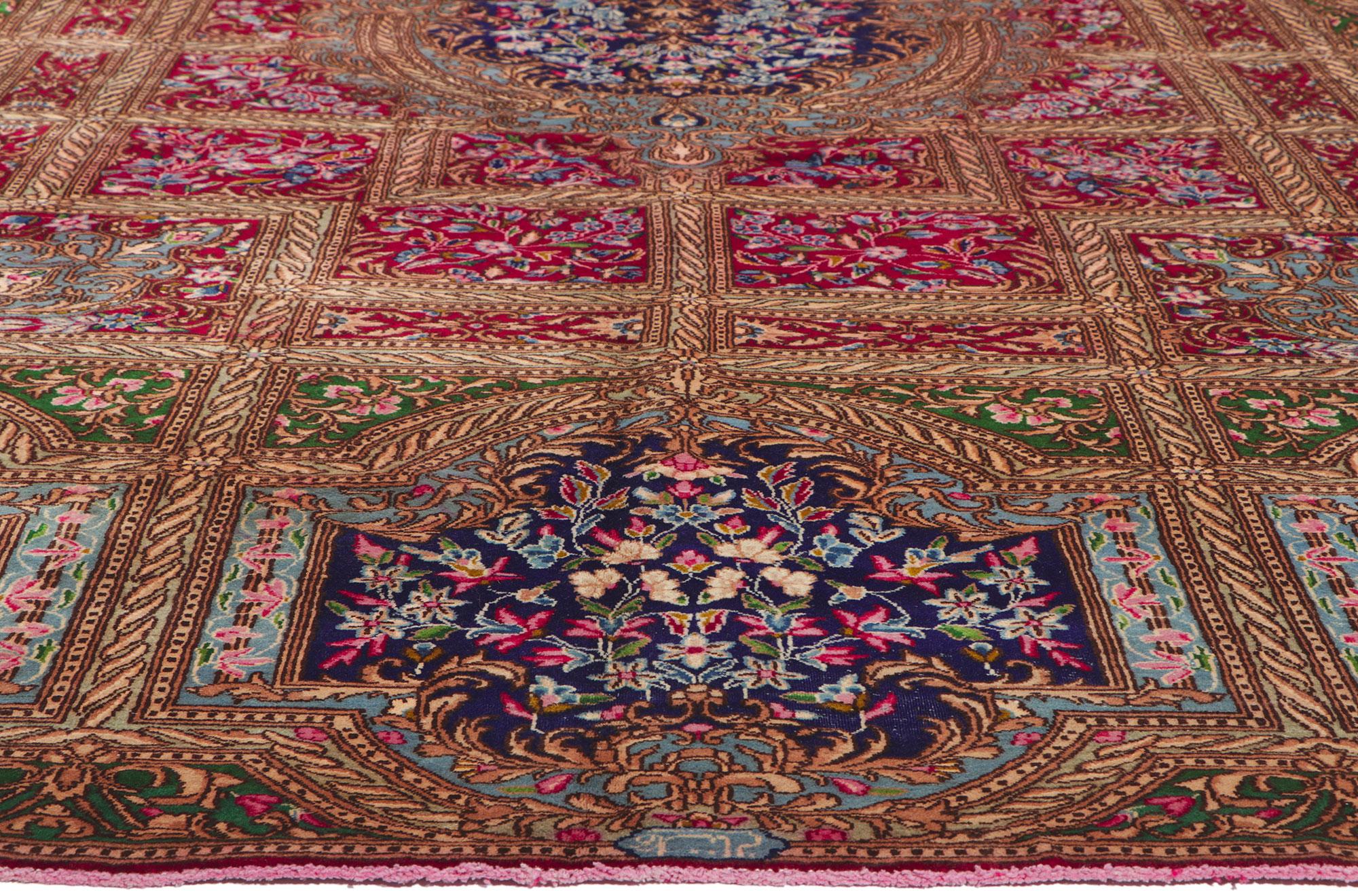 Alfombra Persa Vintage Kerman Alfombra Tamaño Lobby Hotel Decadente Estilo Francés Kirman en venta