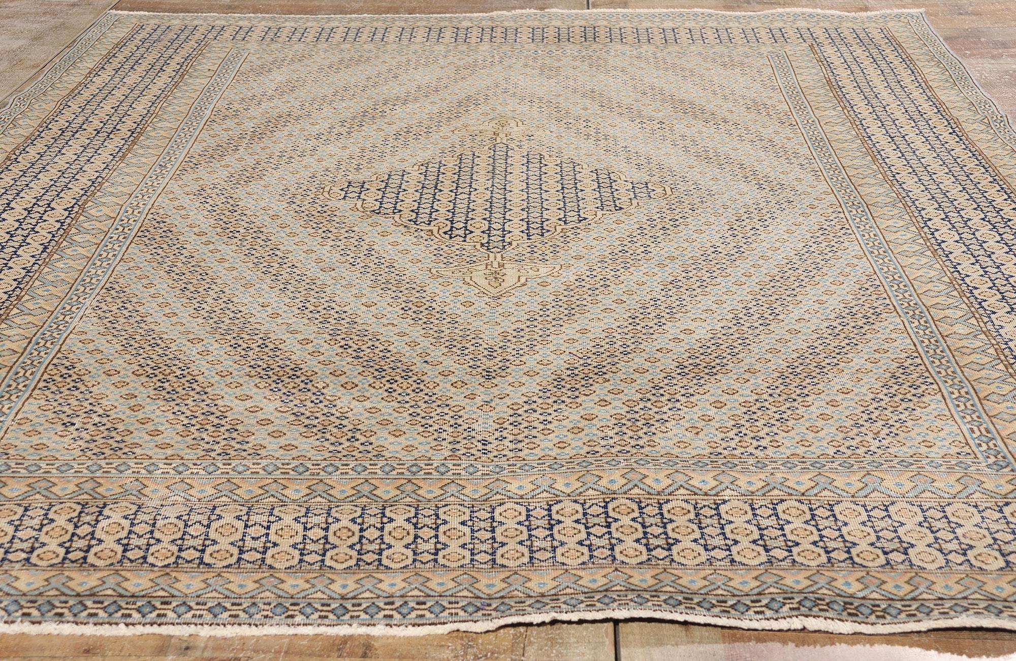 Lana Tappeto persiano Kerman del 1950 con stile rustico moderno in vendita