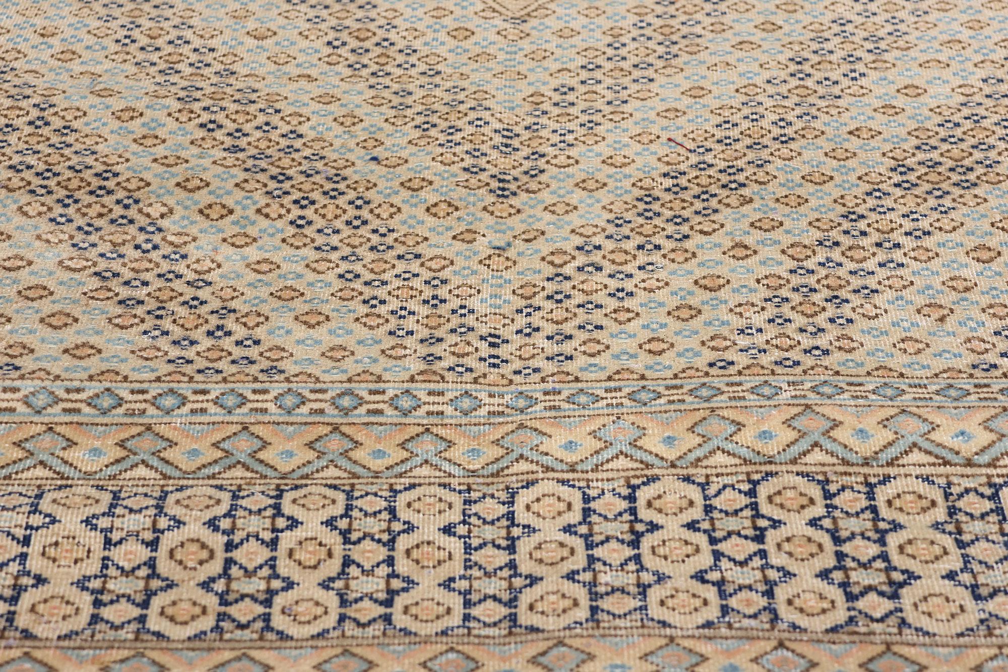 Annodato a mano Tappeto persiano Kerman del 1950 con stile rustico moderno in vendita