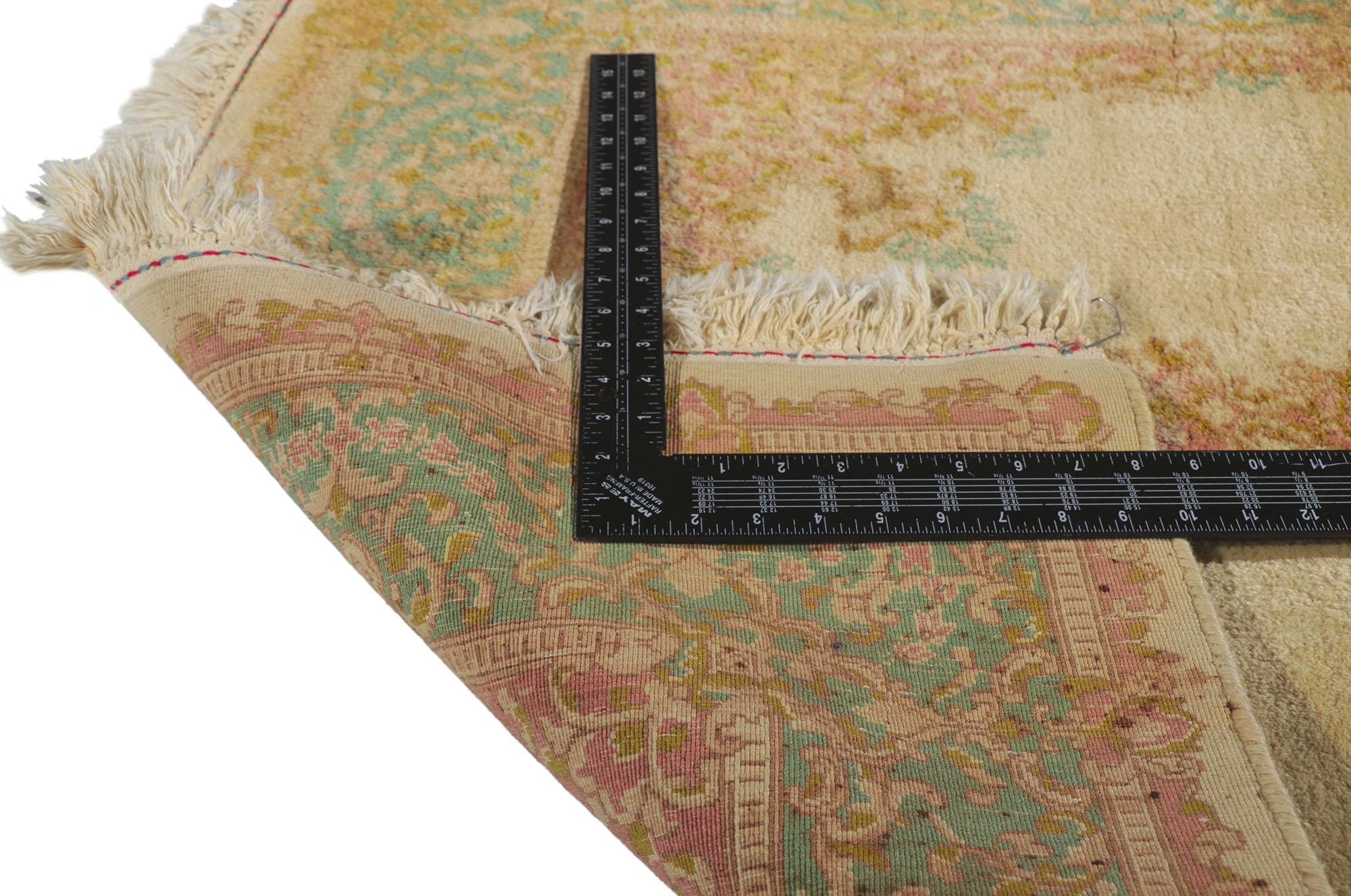 Vintage Persian Kerman Rug with French Country Cottage Style In Good Condition For Sale In Dallas, TX
