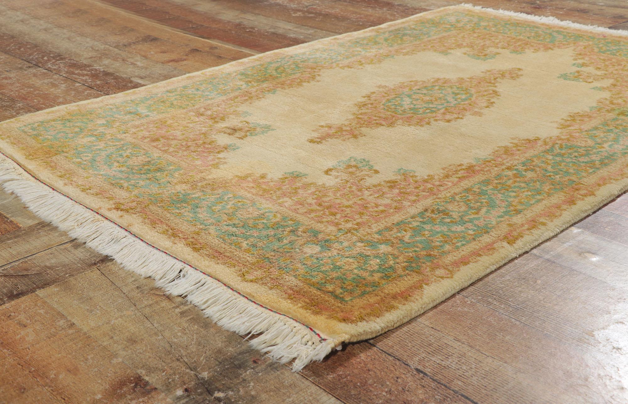 20th Century Vintage Persian Kerman Rug with French Country Cottage Style For Sale