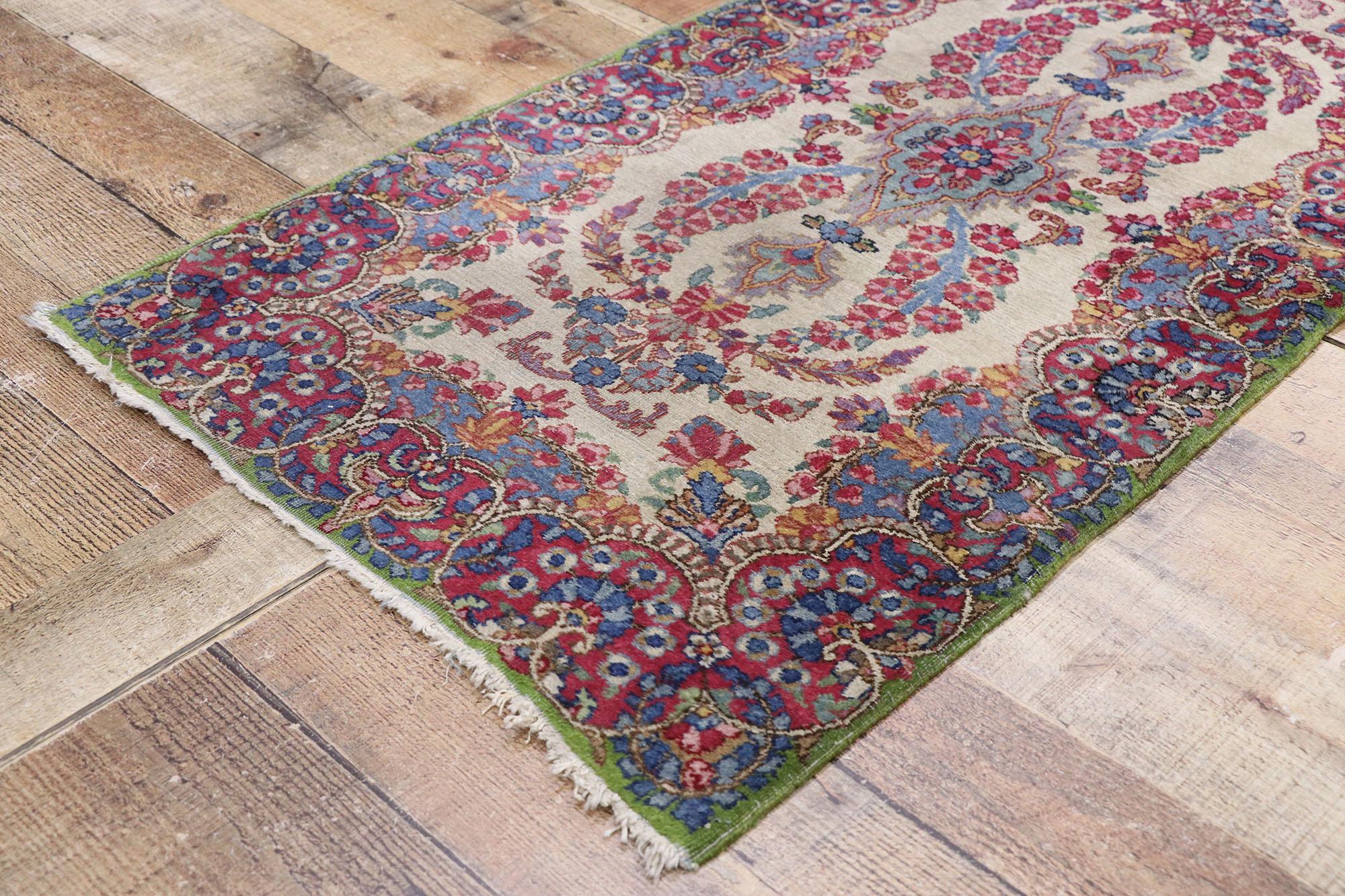 20th Century Vintage Persian Kerman Rug with French Victorian Style For Sale