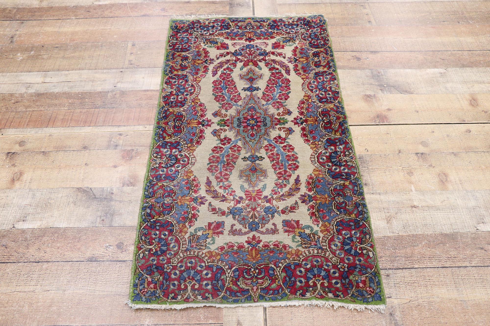 Wool Vintage Persian Kerman Rug with French Victorian Style For Sale