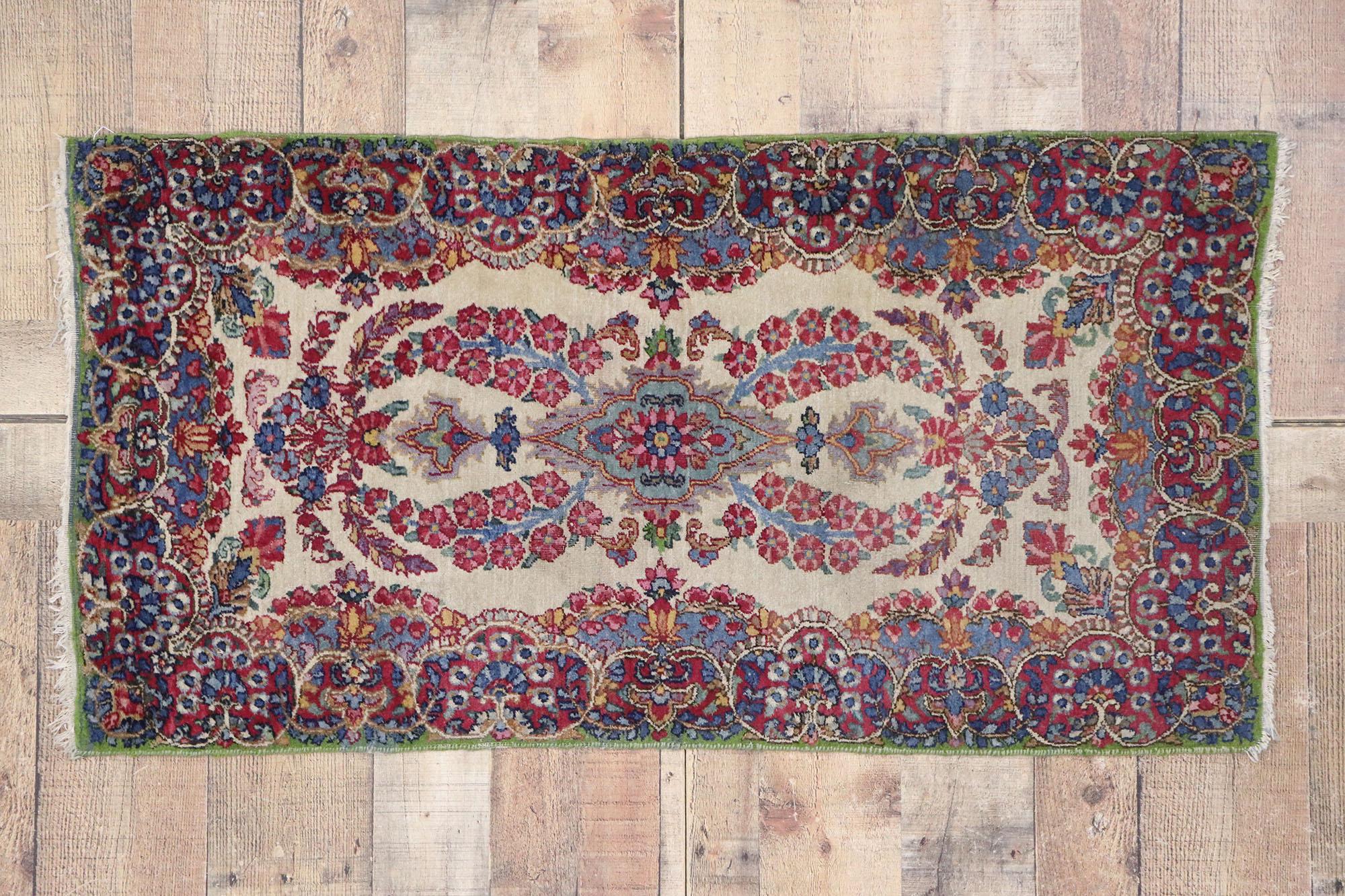 Vintage Persian Kerman Rug with French Victorian Style For Sale 1