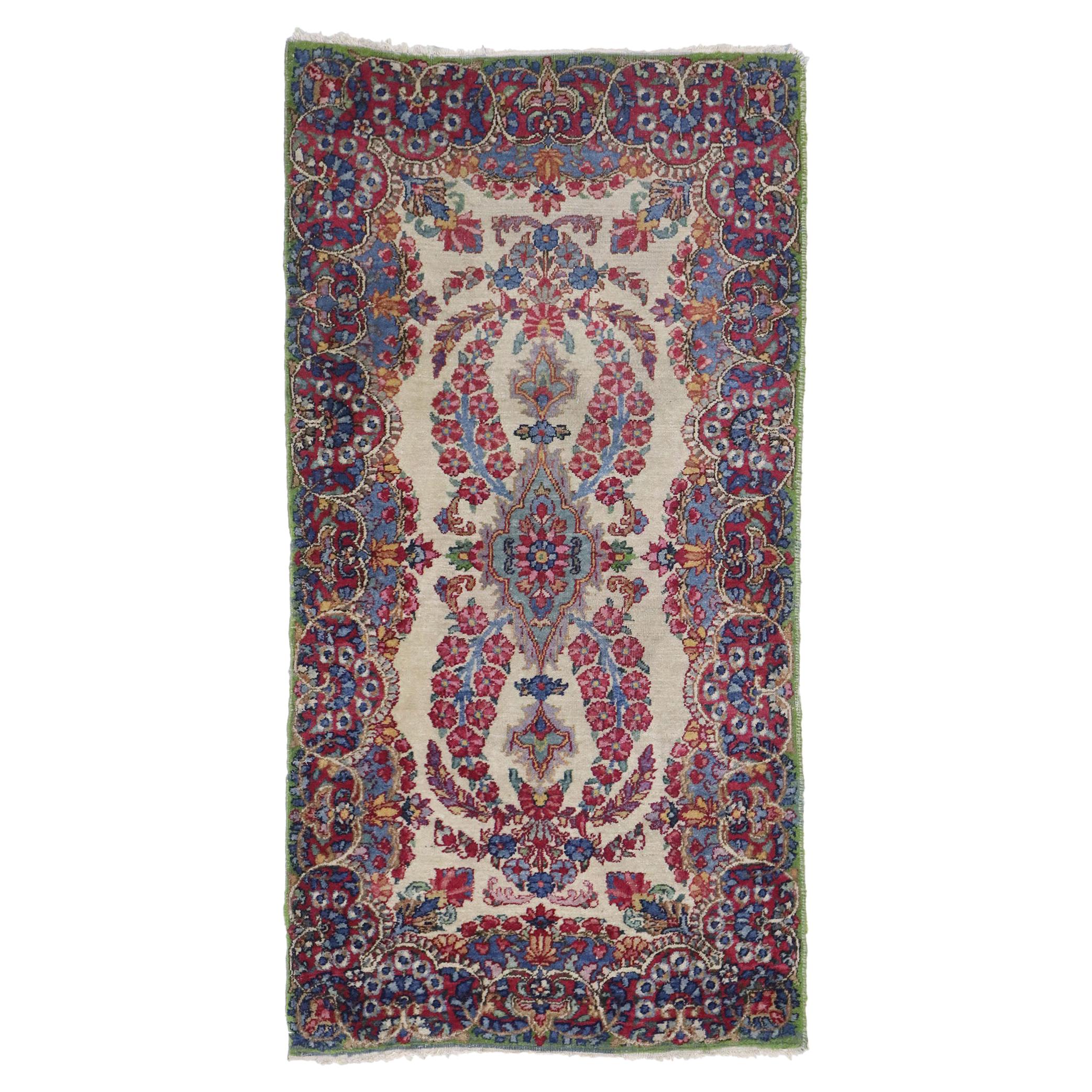 Vintage Persian Kerman Rug with French Victorian Style For Sale