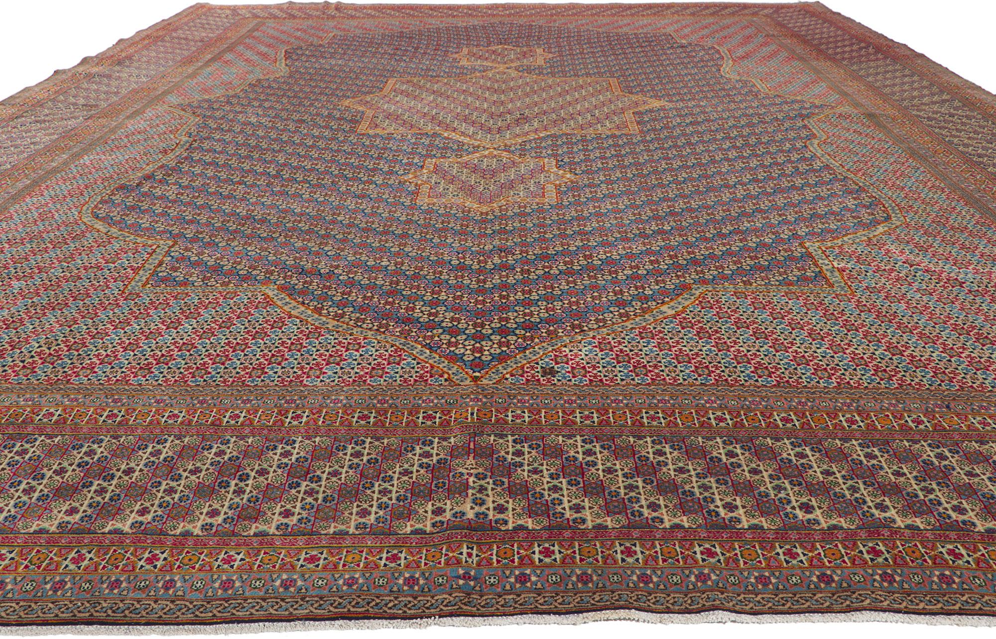 Kirman Vintage Persian Kerman Rug with Khatamkari Design For Sale