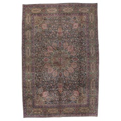 Tapis persan vintage Kerman avec motif de tapis Ardabil, taille de salon d'hôtel