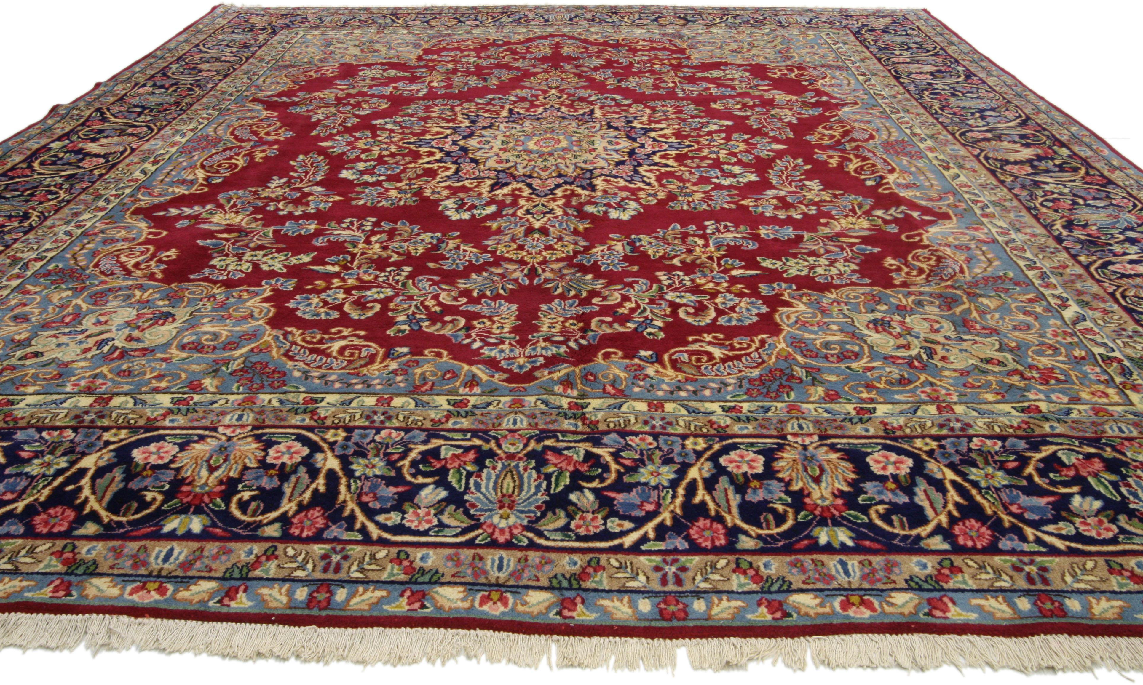 Hand-Knotted Vintage Persian Kerman Rug with Old World French Victorian Style, Kirman Rug For Sale
