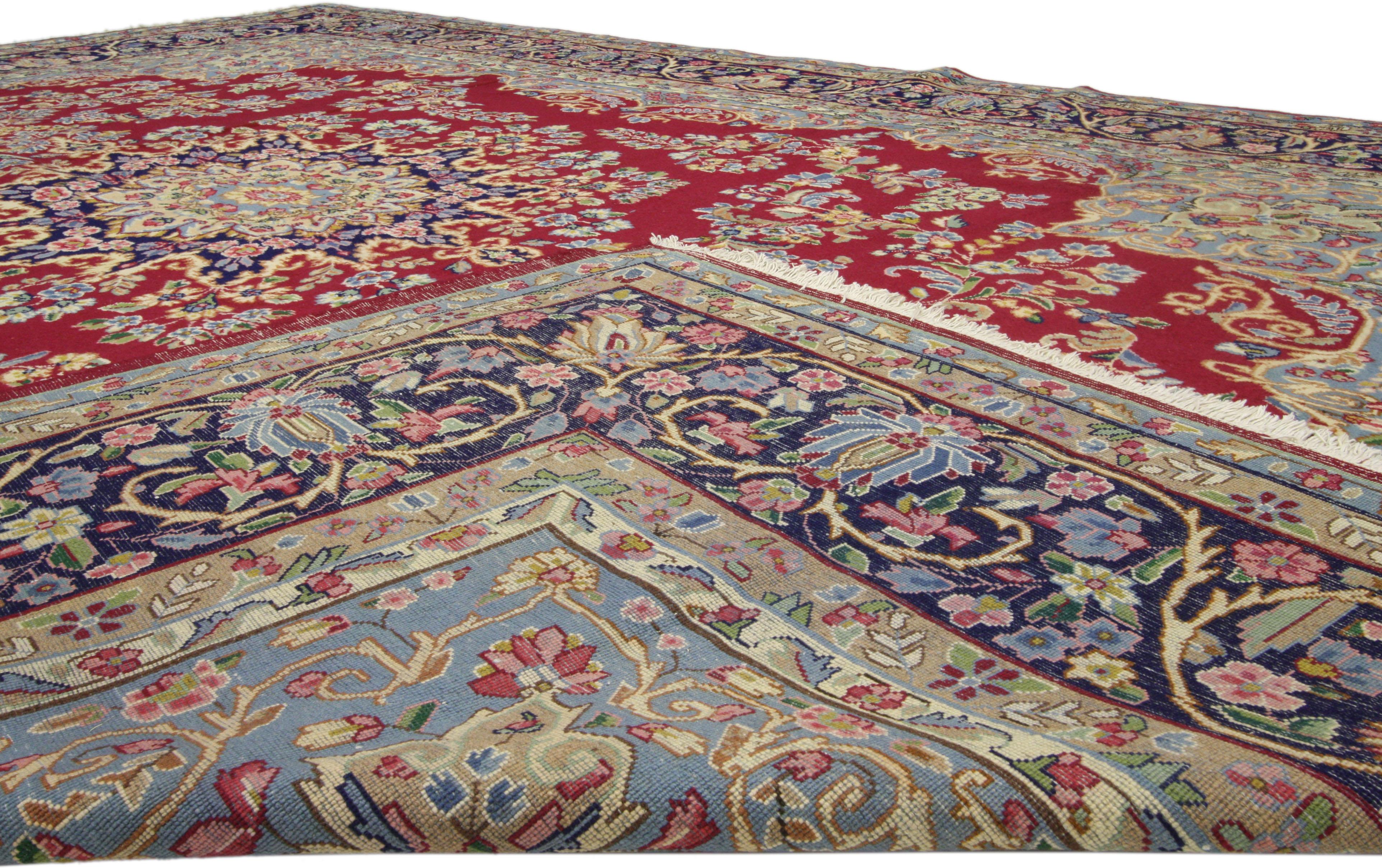 Vintage Persian Kerman Rug with Old World French Victorian Style, Kirman Rug In Good Condition For Sale In Dallas, TX