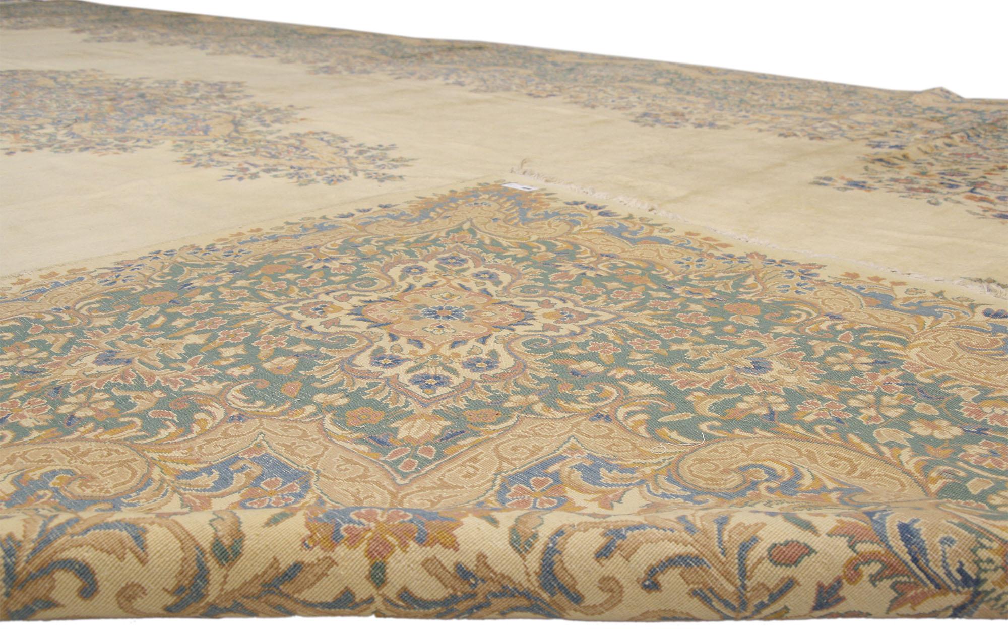 Hand-Knotted Vintage Persian Kerman Rug with Traditional Style For Sale