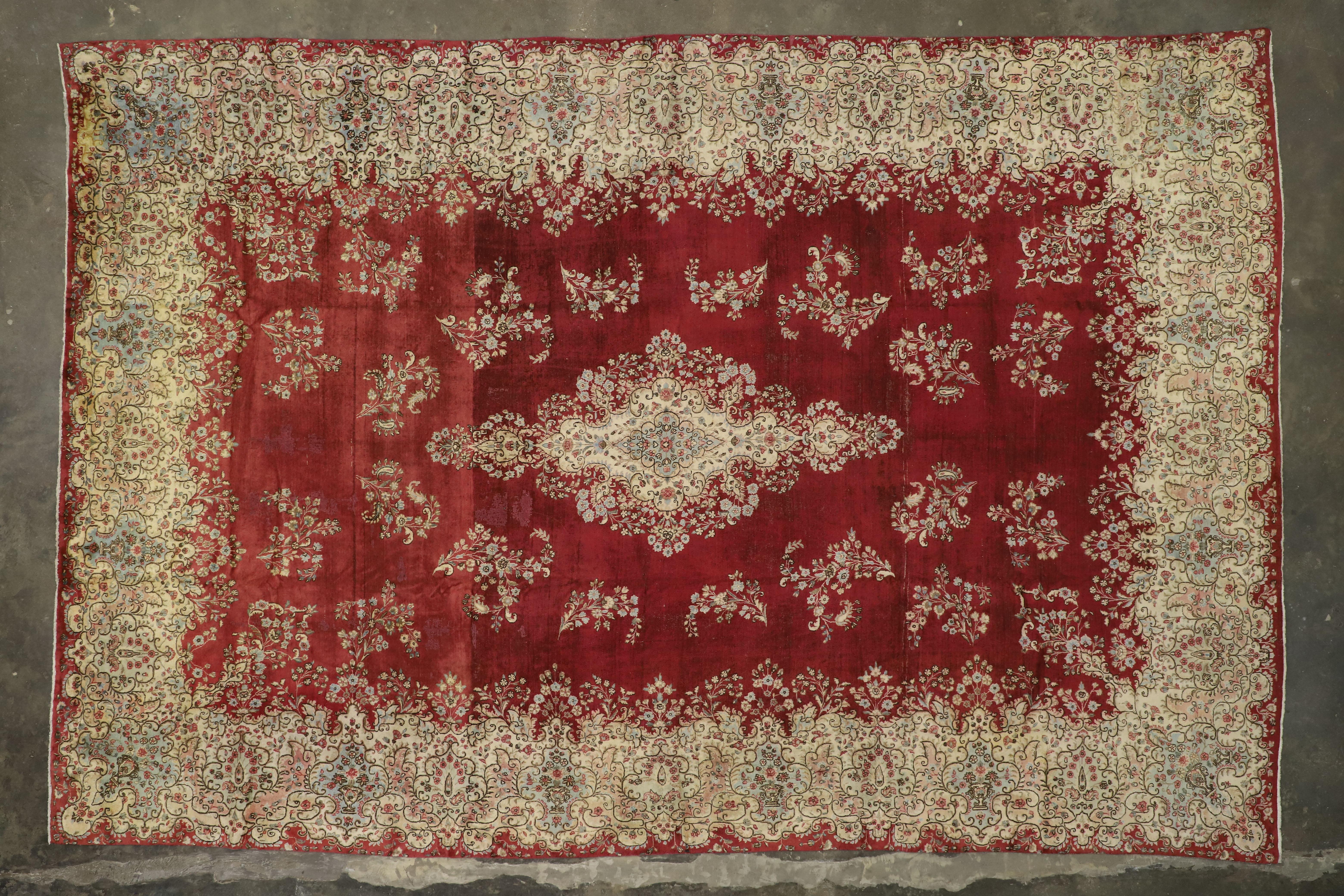 Vintage Persian Kerman Rug with Victorian Style For Sale 2