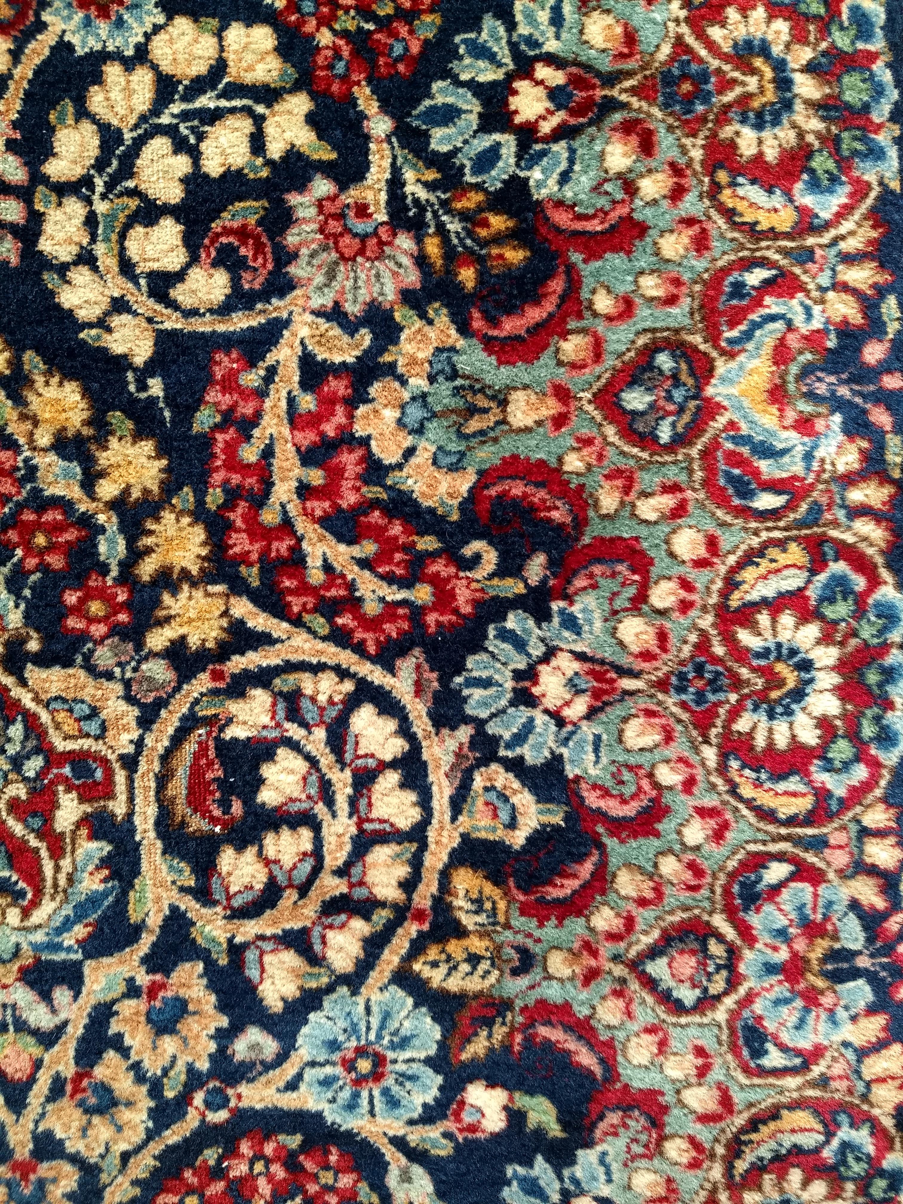 20th Century Vintage Persian Kerman Runner in All-Over Floral Pattern in Blue, Green, Red For Sale