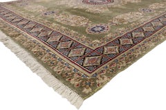 Vintage Persian Kerman Square Area Rug with Elizabethan and Georgian Style
