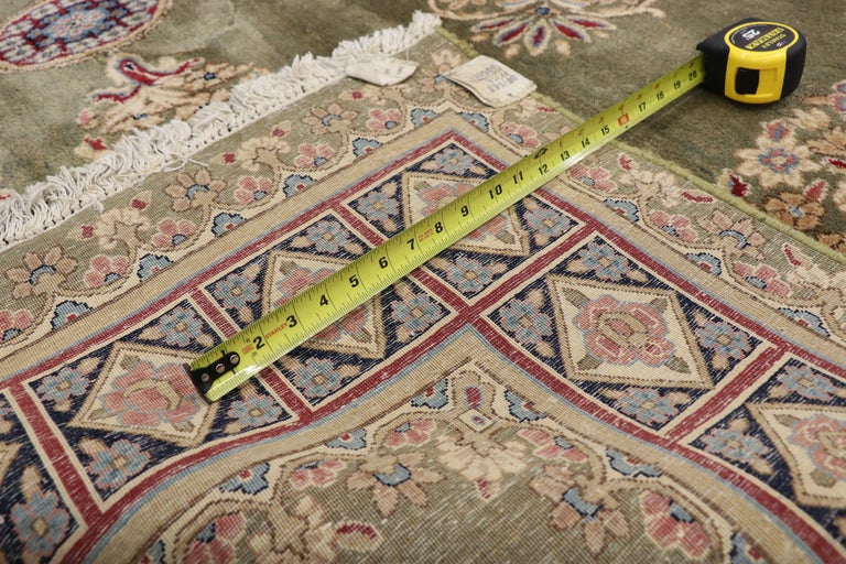 Elizabethan Rug Vintage Persian Kerman Square Area Rug with Elizabethan and Georgian ...