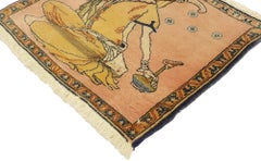 Vintage Persian Khamseh Pictorial Rug with Dervish Scene, Persian Wall Hanging