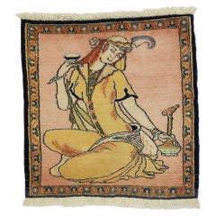 Retro Persian Khamseh Pictorial Rug with Dervish Scene, Persian Wall Hanging