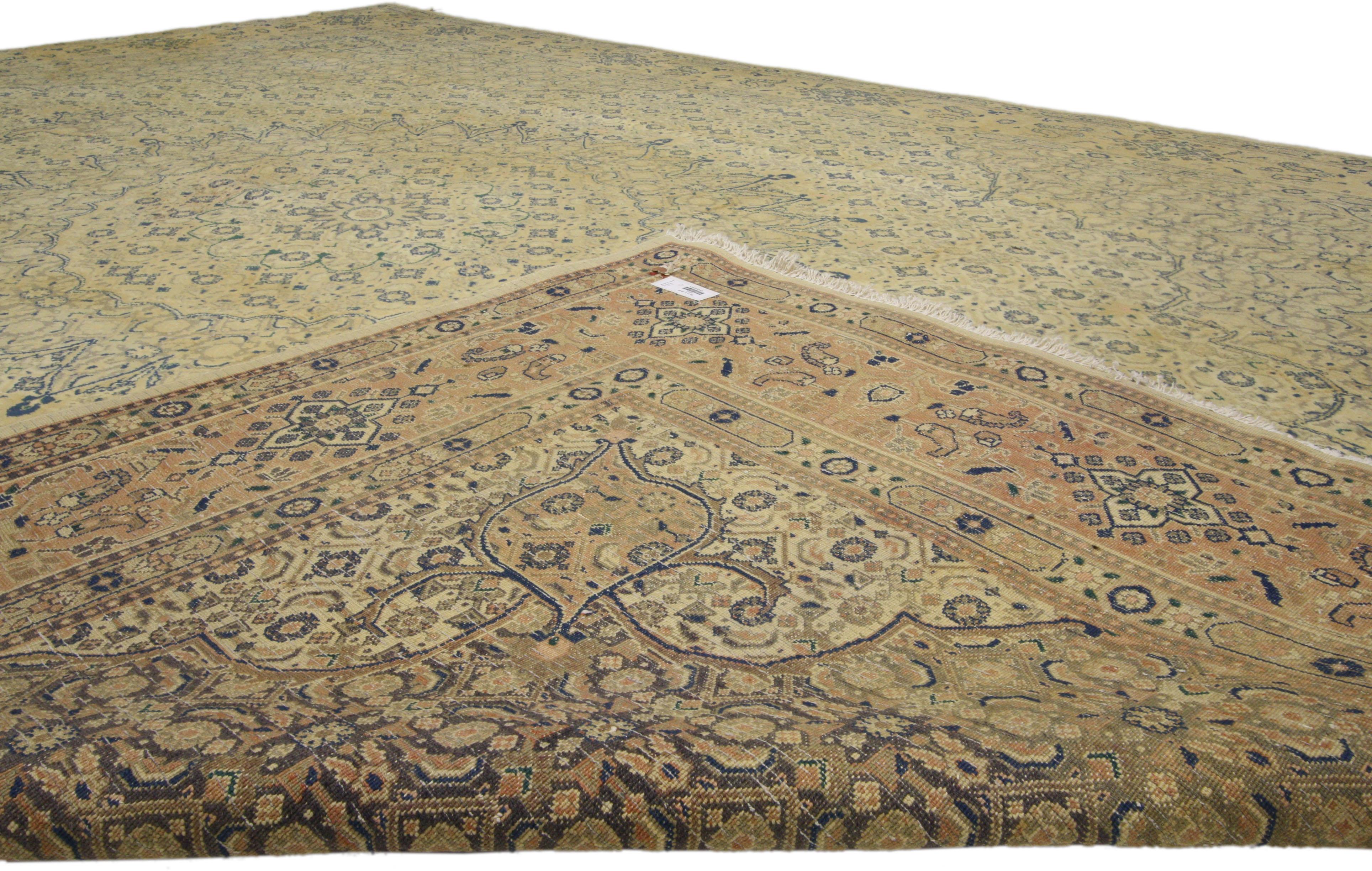 French Provincial Vintage Persian Khorassan Area Rug with French Country Style