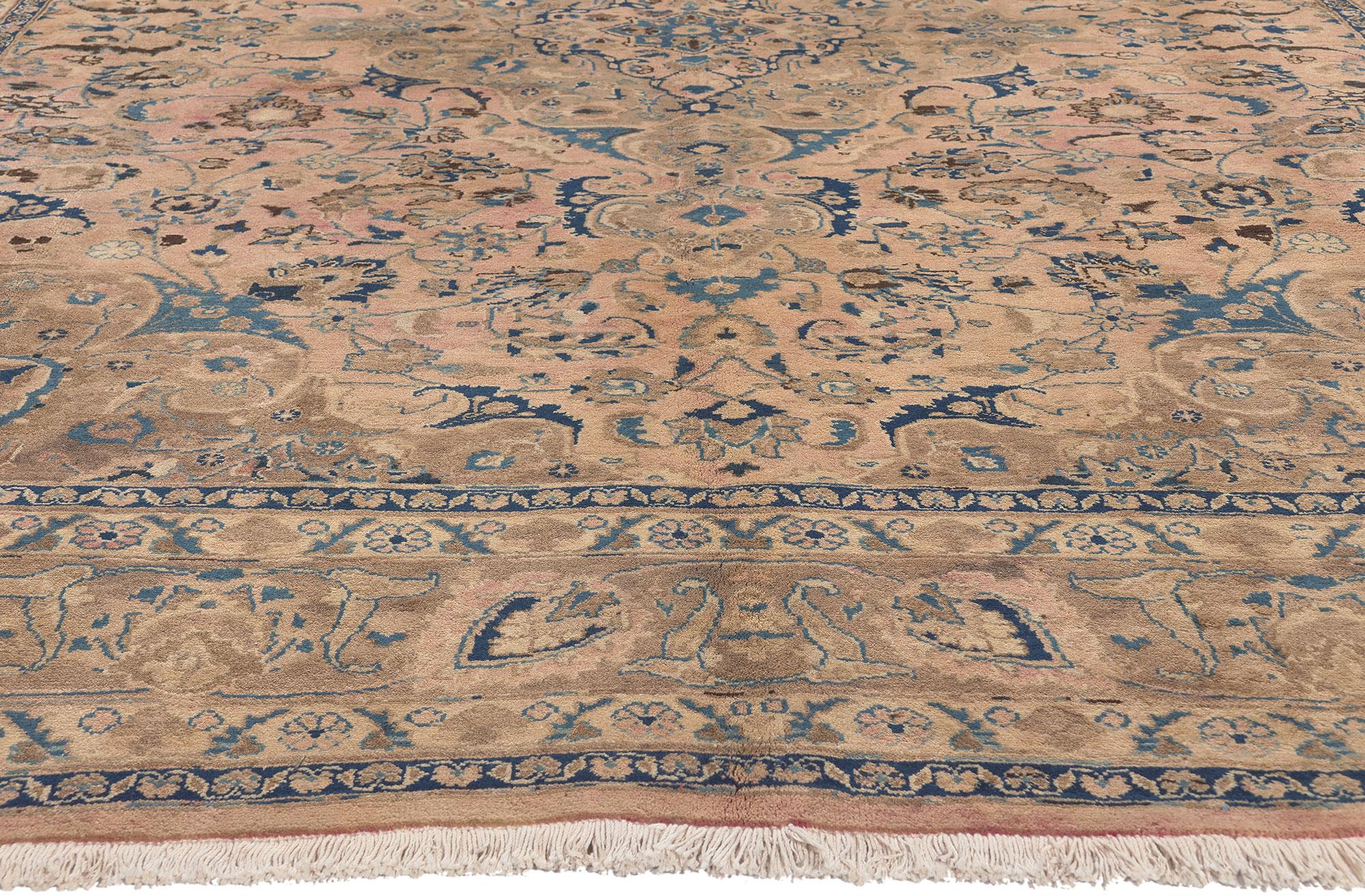 Alfombra Persa Vintage Khorassan con Estilo Georgiano Cottage Anudado a mano en venta