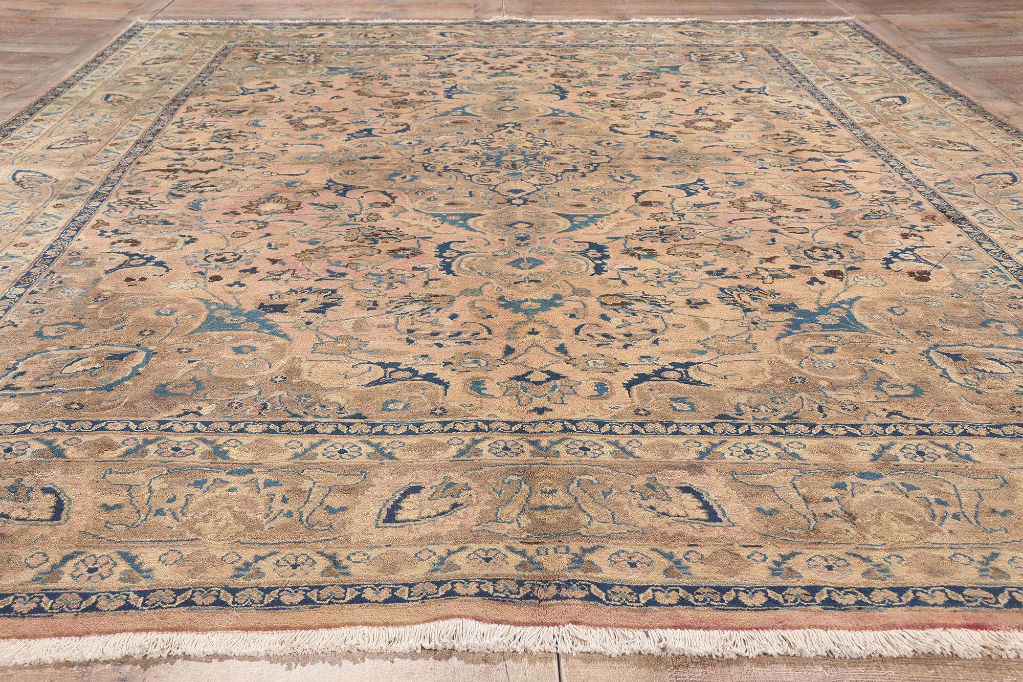 Tapis persan vintage du Khorassan avec style cottage géorgien en vente 1