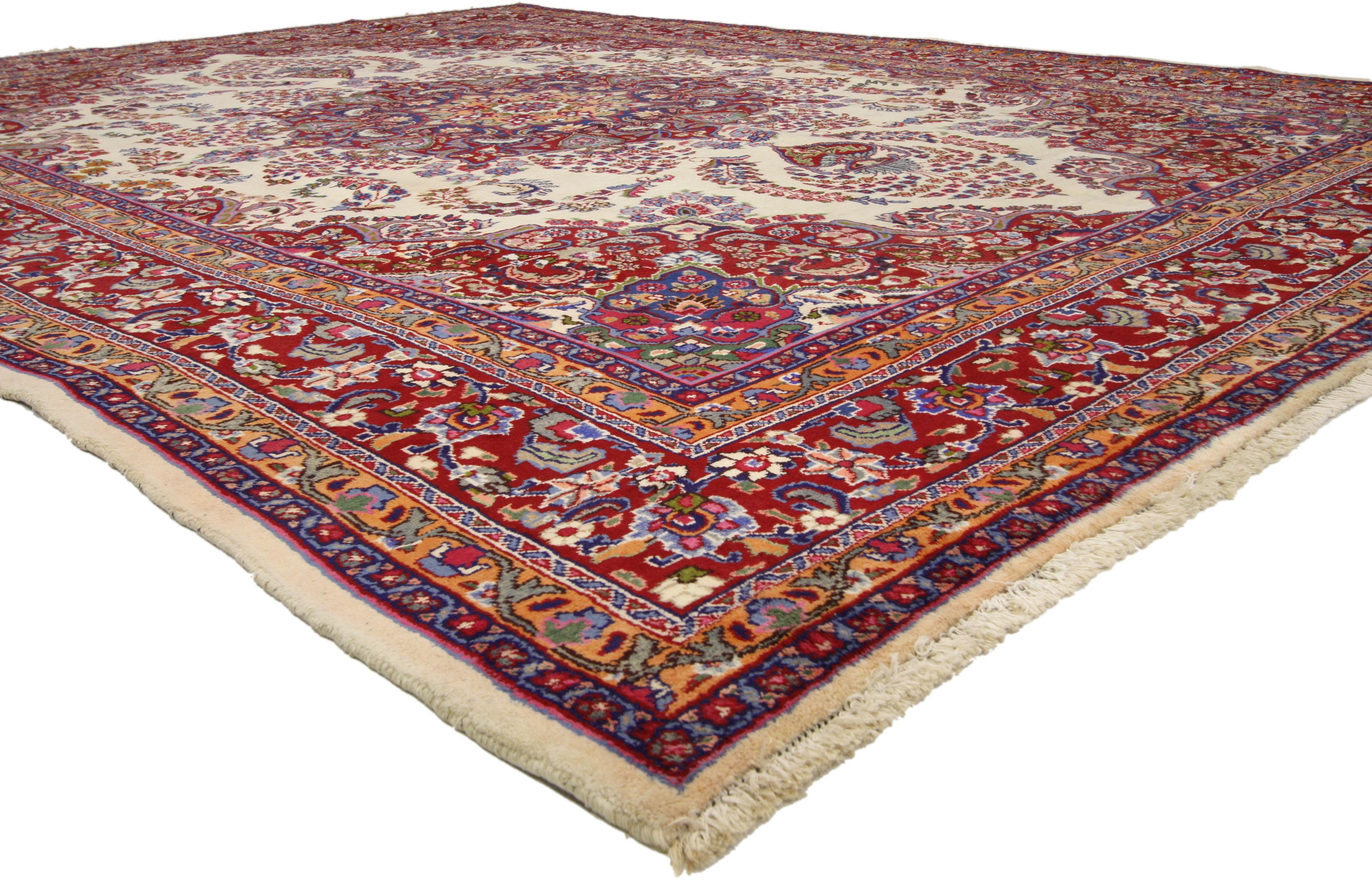Hand-Knotted Vintage Persian Khorassan Area Rug with Traditional Style For Sale