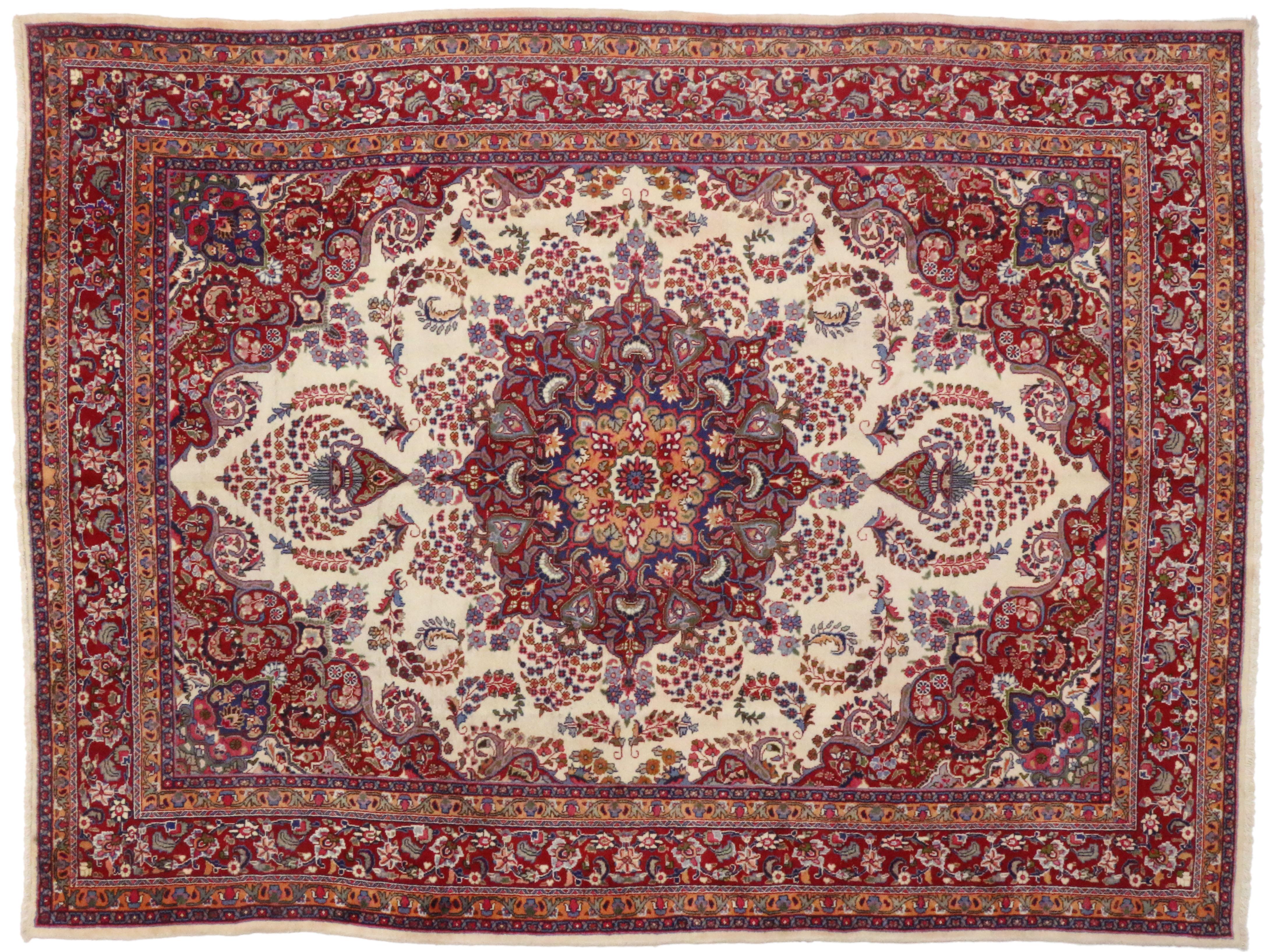 20th Century Vintage Persian Khorassan Area Rug with Traditional Style For Sale