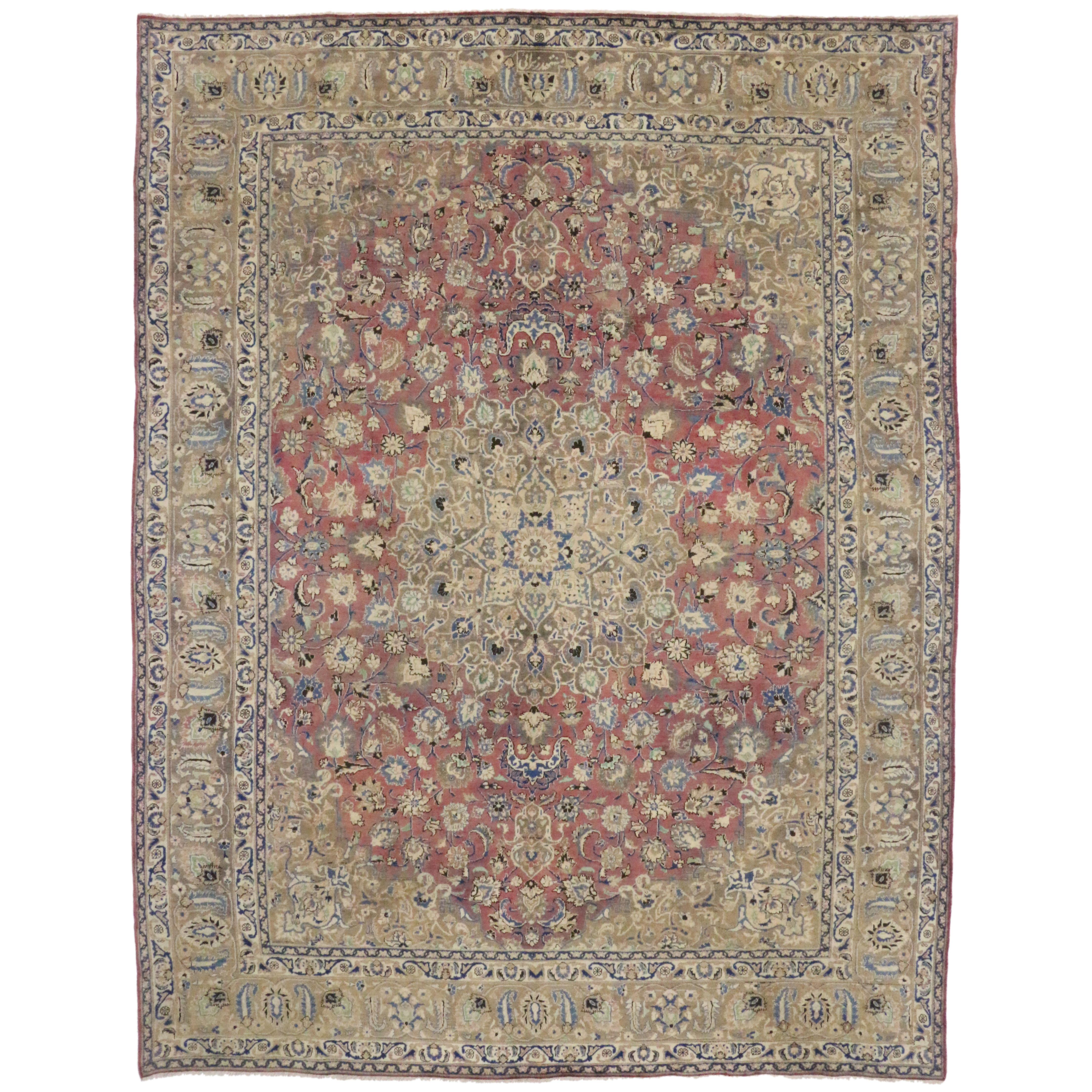 Vintage Persian Khorassan Area Rug with Traditional Style For Sale