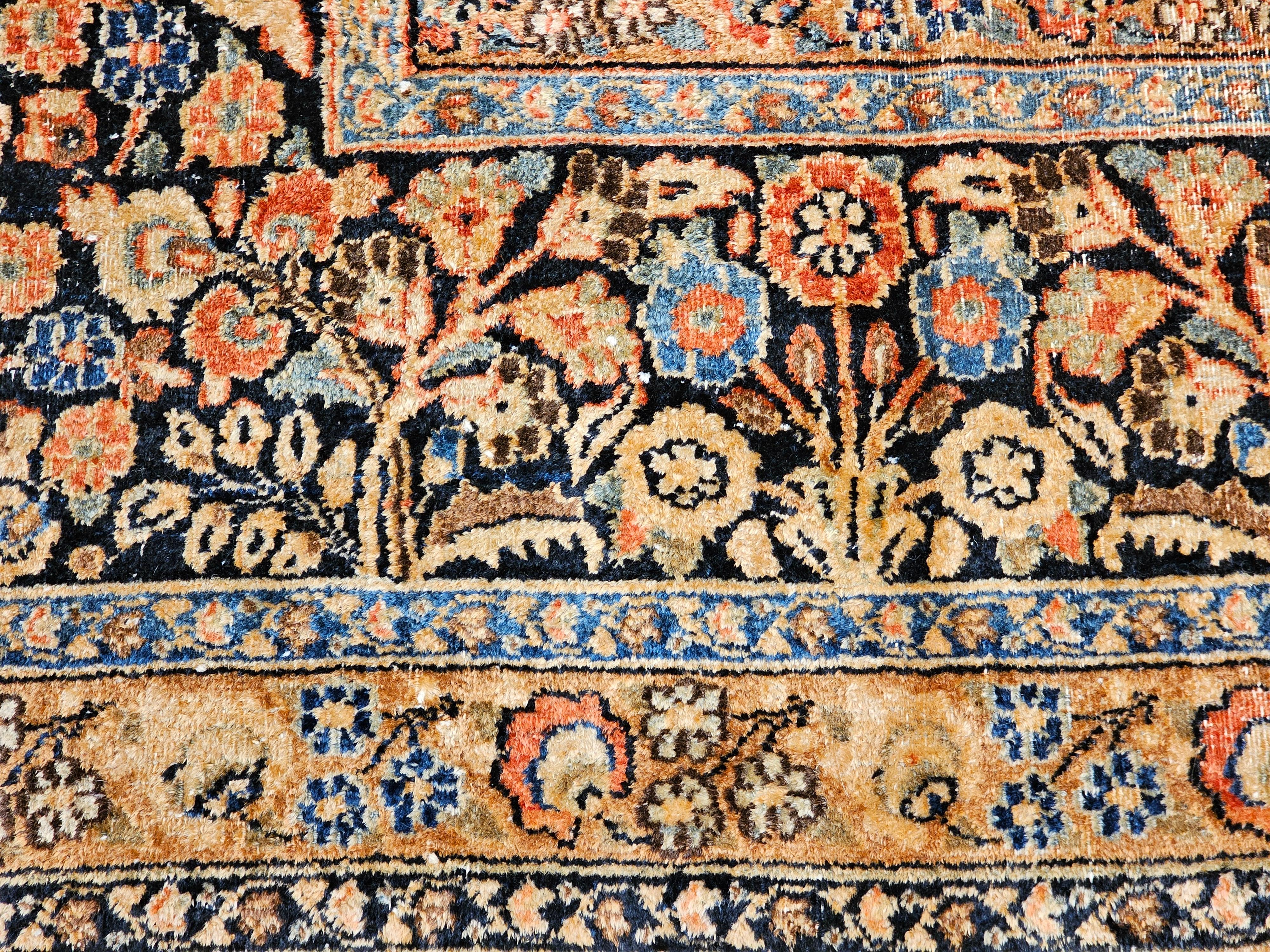 Vintage Persian Khorassan in Panel Design in Green, Royal Blue, Camel, Navy, Red For Sale 8