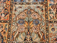 Vintage Persian Khorassan Rug in Green, Royal Blue, Burgundy