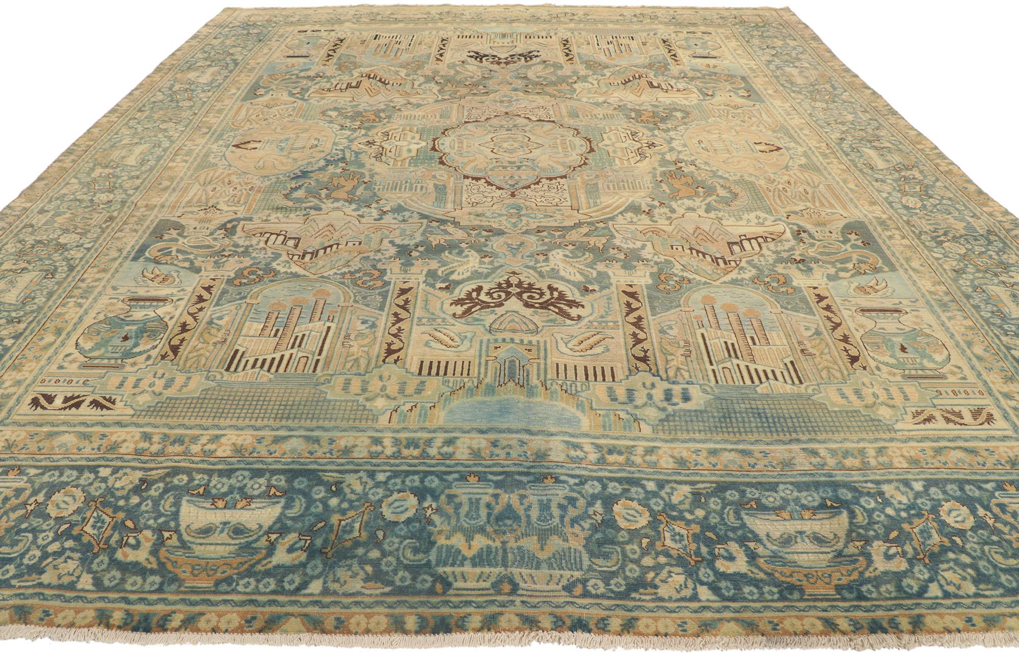 Persischer Khorassan-pictorial-Teppich im Vintage-Stil (Handgeknüpft) im Angebot