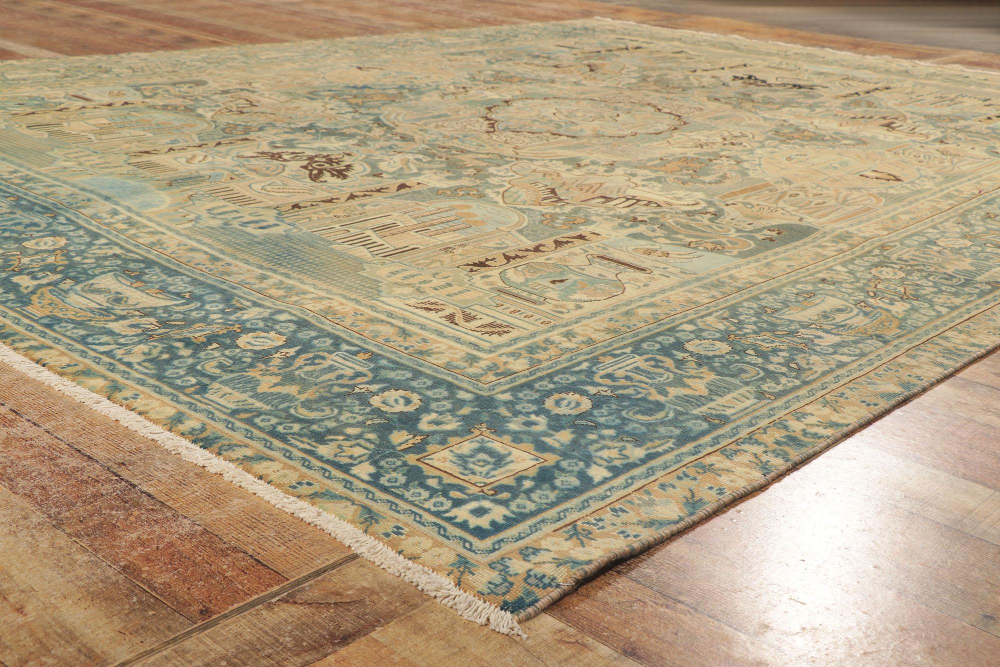 Persischer Khorassan-pictorial-Teppich im Vintage-Stil (Wolle) im Angebot