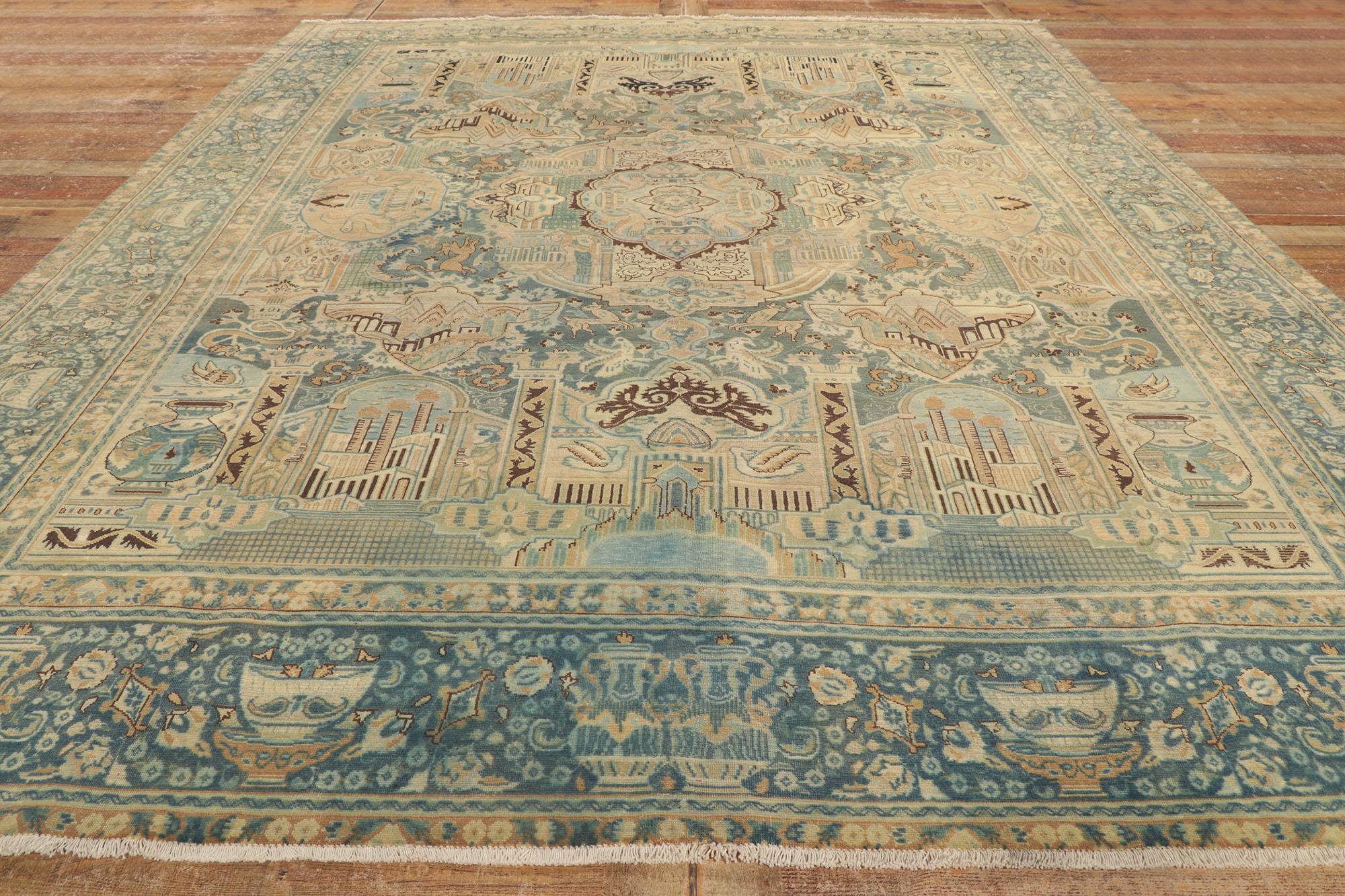 Persischer Khorassan-pictorial-Teppich im Vintage-Stil im Angebot 1