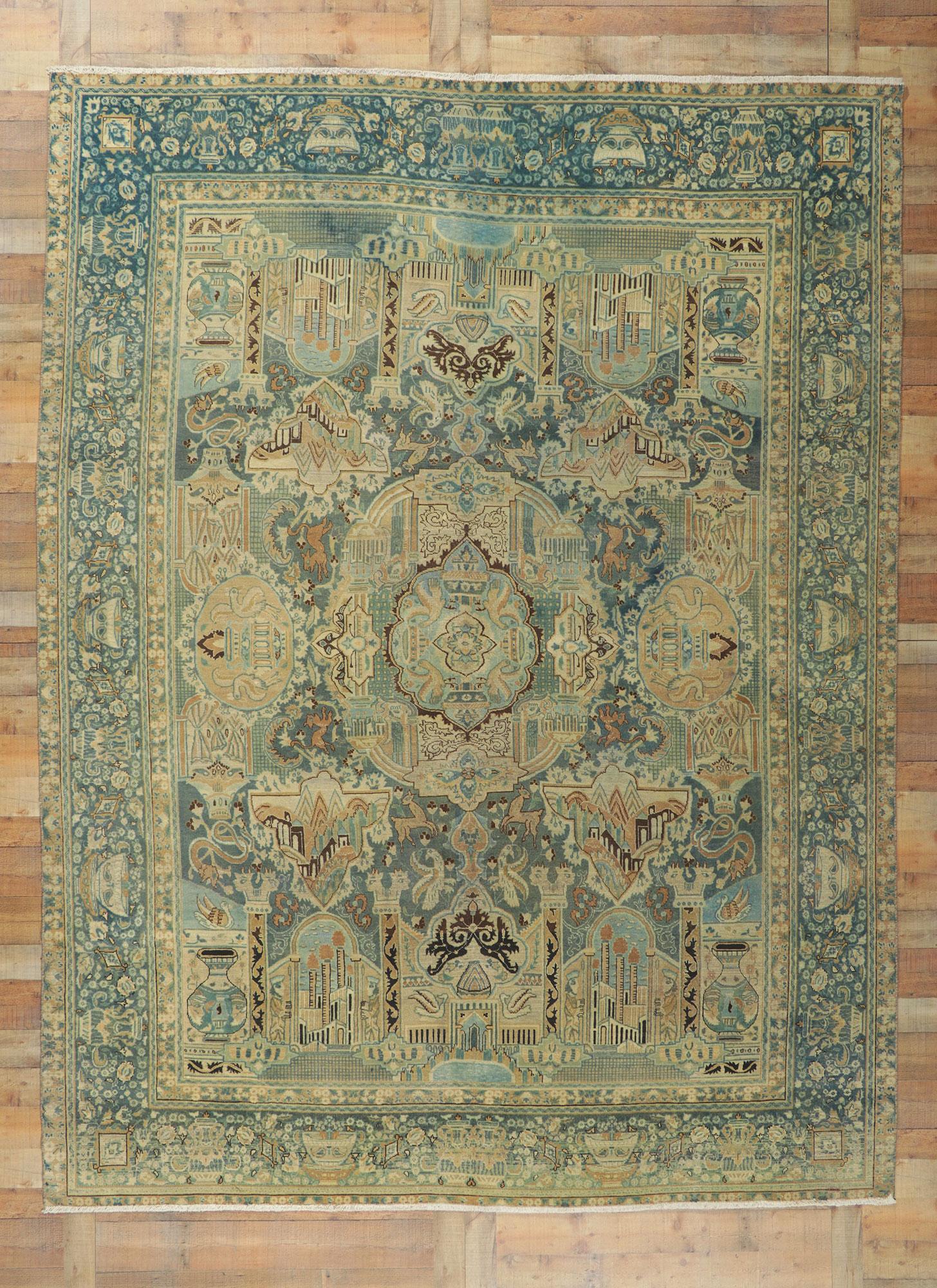 Persischer Khorassan-pictorial-Teppich im Vintage-Stil im Angebot 2