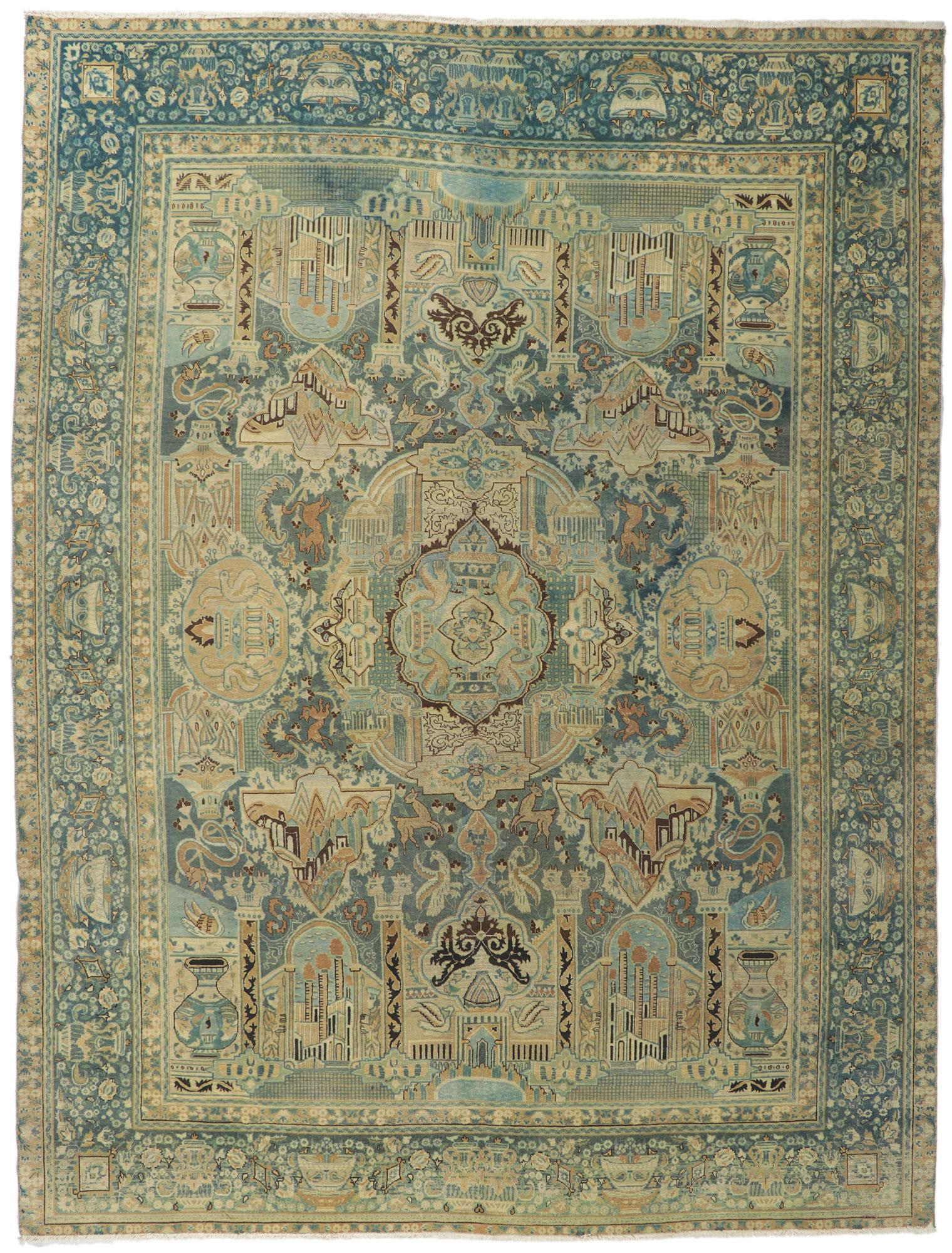 Persischer Khorassan-pictorial-Teppich im Vintage-Stil im Angebot 3