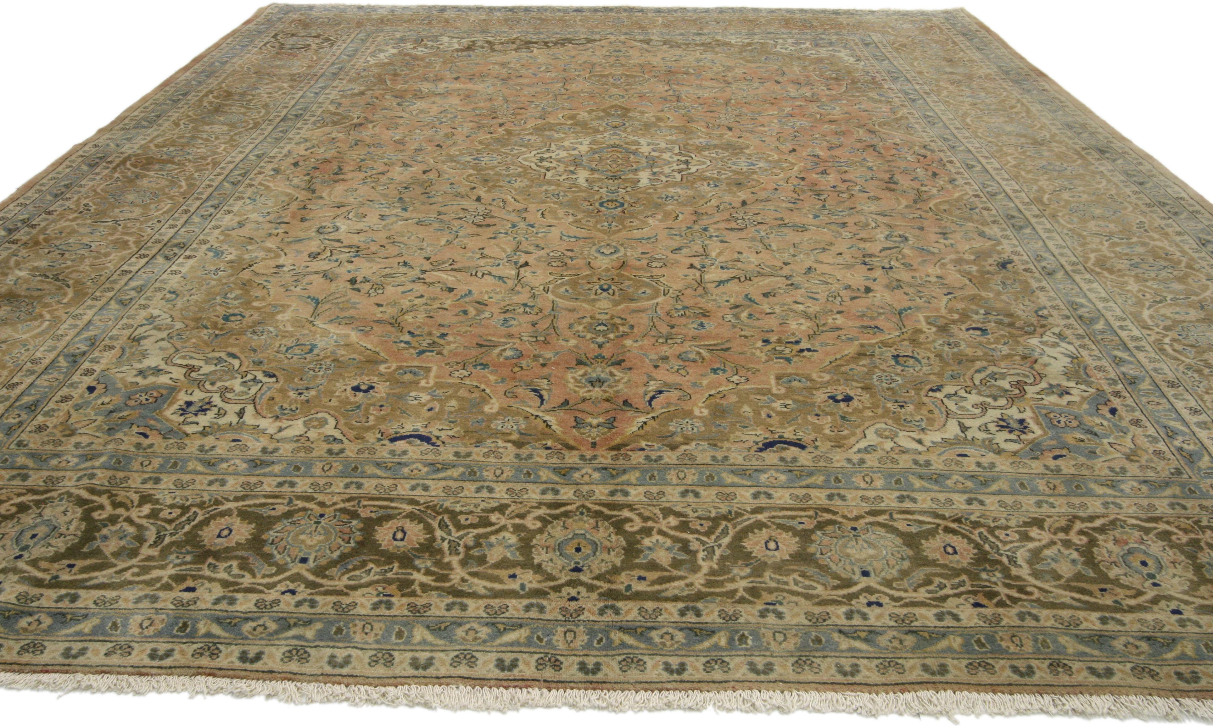 Hand-Knotted Vintage Persian Khorassan Rug, Warm Decadence Meets Nostalgic Charm  For Sale