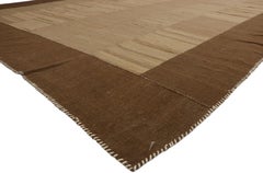 1960's Earth-Tone Persian Mazandaran Kilim Carpet with Modern Style