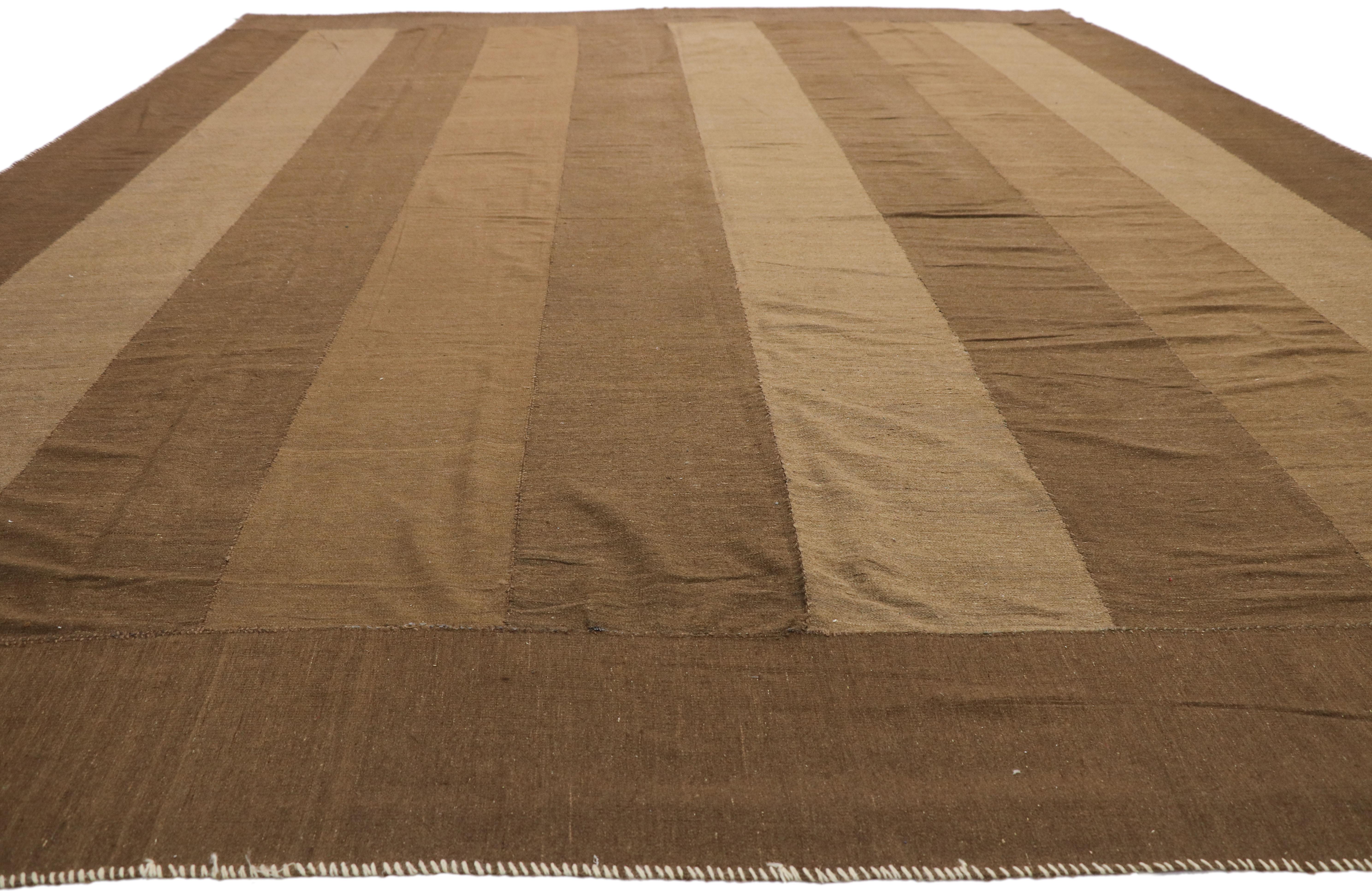 Hand-Woven Vintage Brown Persian Flat-weave Kilim Rug  For Sale