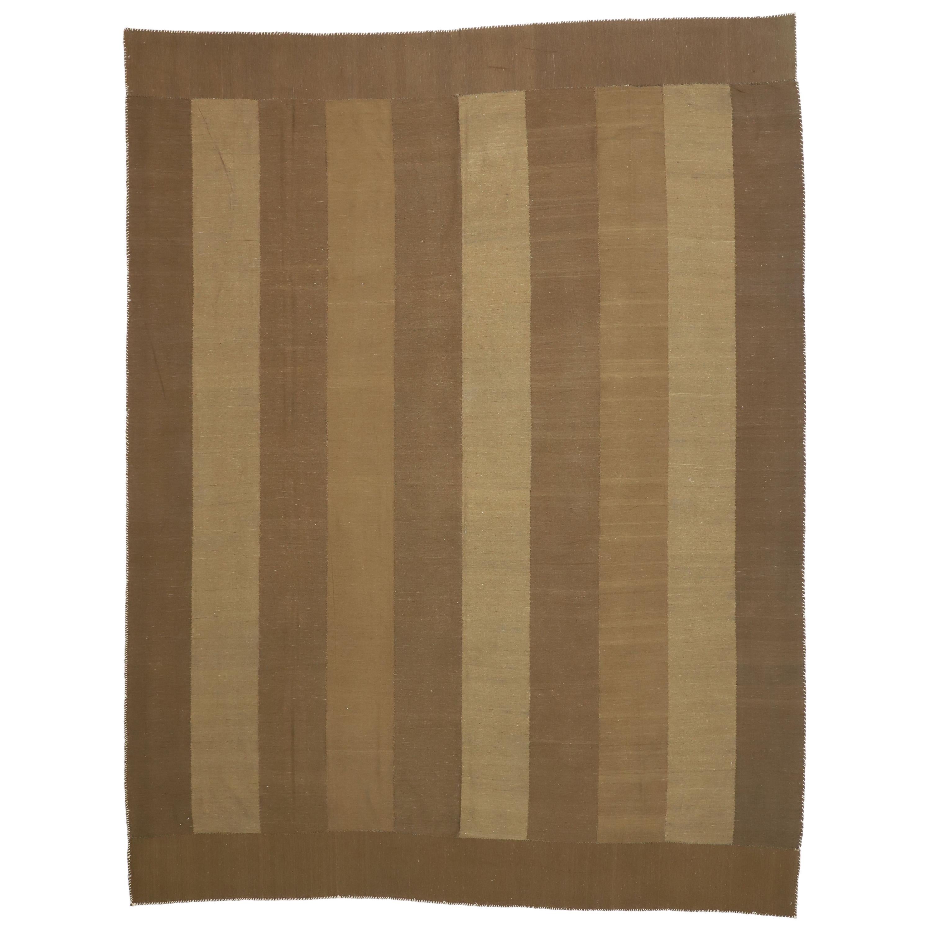 Vintage Brown Persian Flat-weave Kilim Rug 