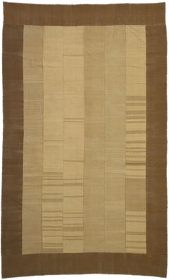 1960's Earth-Tone Persian Mazandaran Kilim Carpet with Modern Style