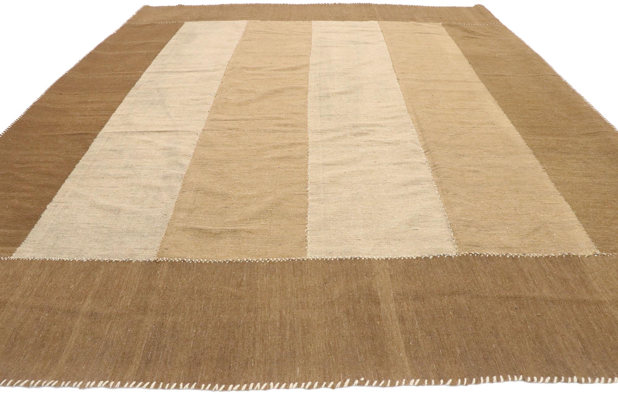 Hand-Woven Vintage Persian Kilim Area Rug with Midcentury Organic Modern Style For Sale