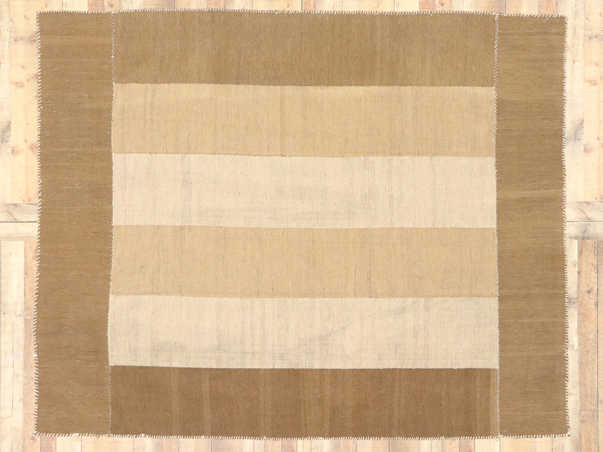 Wool 1960's Earth-Tone Persian Mazandaran Carpet with Modern Style For Sale