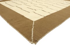 1960's Earth-Tone Persian Mazandaran Kilim Carpet with Modern Style